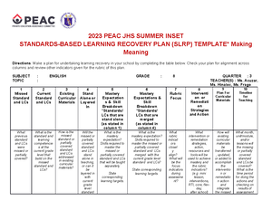 SLRP FOR English 10 DEBS - STANDARDS-BASED LEARNING RECOVERY PLAN (SLRP ...