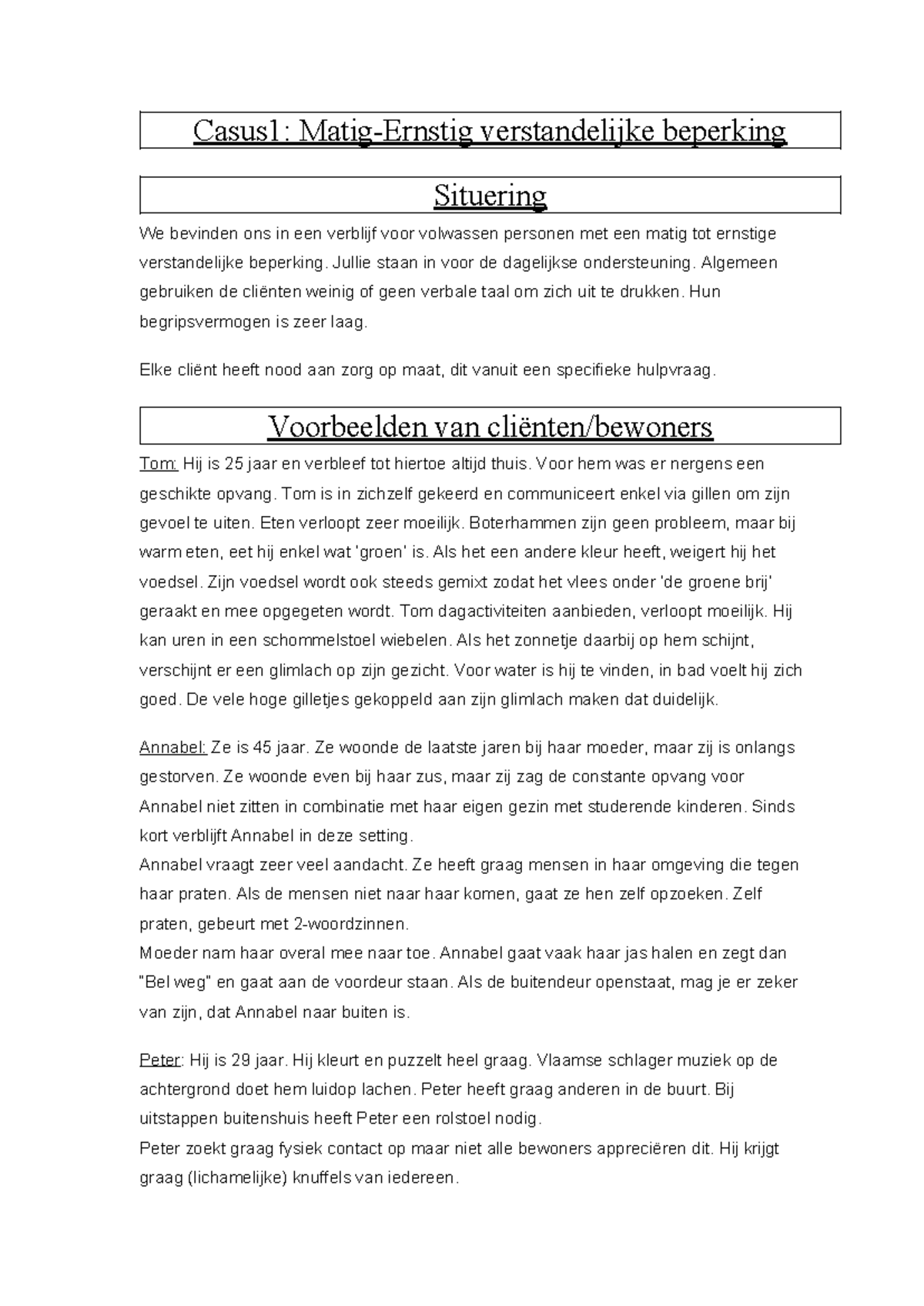 Casus MEVB - 2023-2024 - Buh - Casus1: Matig-Ernstig Verstandelijke ...