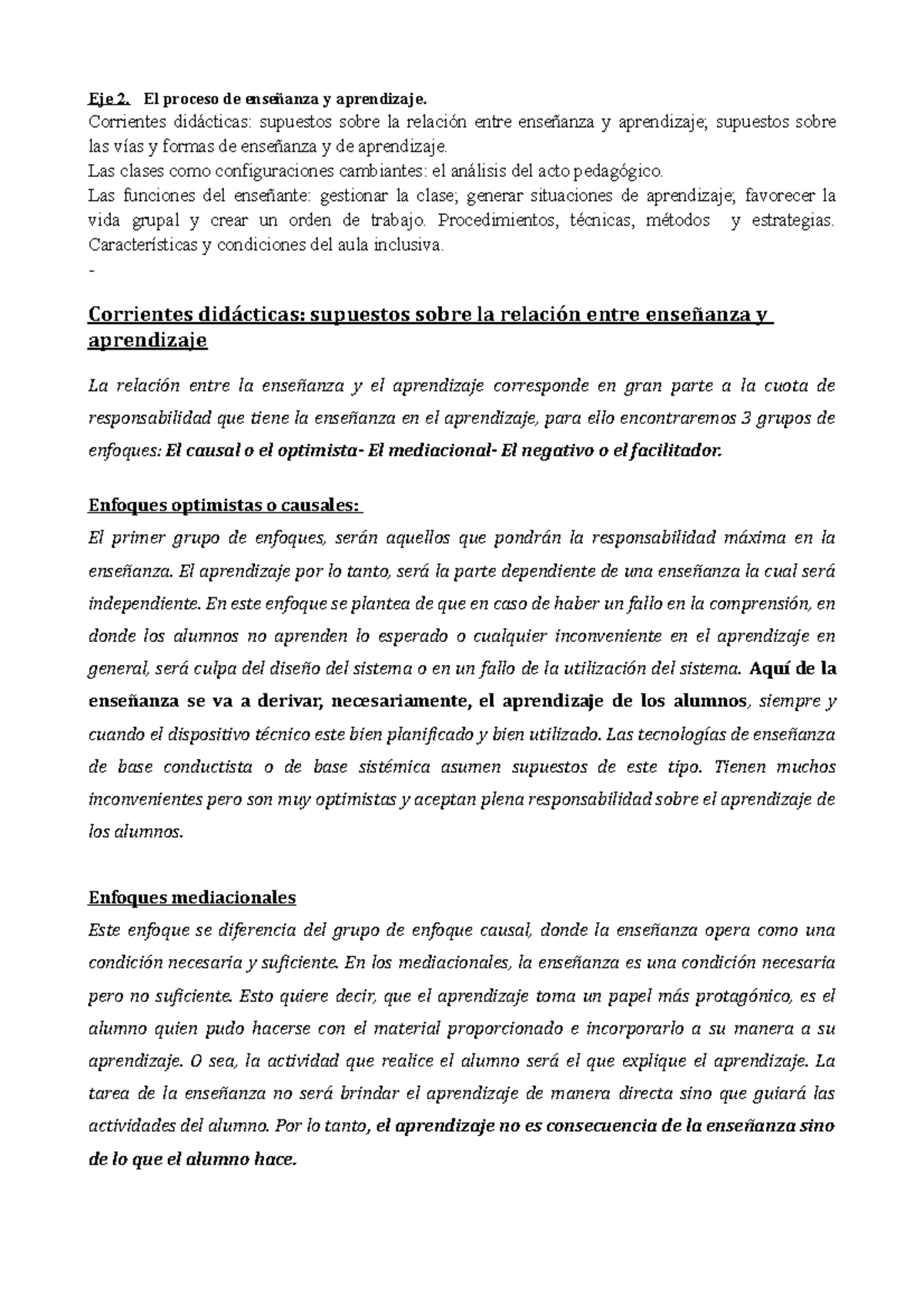 EL Proceso DE Eseñanza Aprendizaje - Eje 2. El proceso de enseñanza y ...
