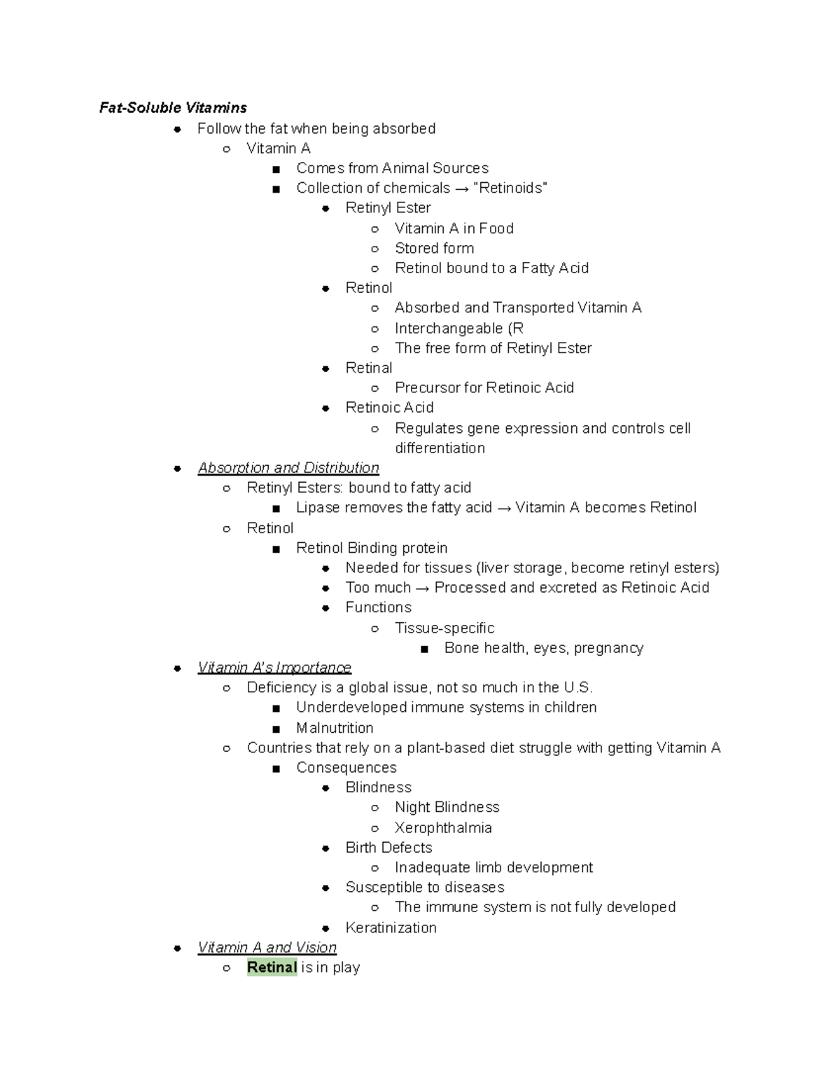 Nutrition Fatsoluble Vitamins FatSoluble Vitamins Follow the fat when being absorbed Vitamin
