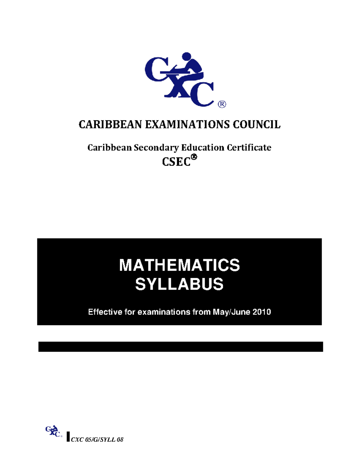 CSEC Mathematics - csec maths syllabus - CARIBBEAN EXAMINATIONS COUNCIL ...