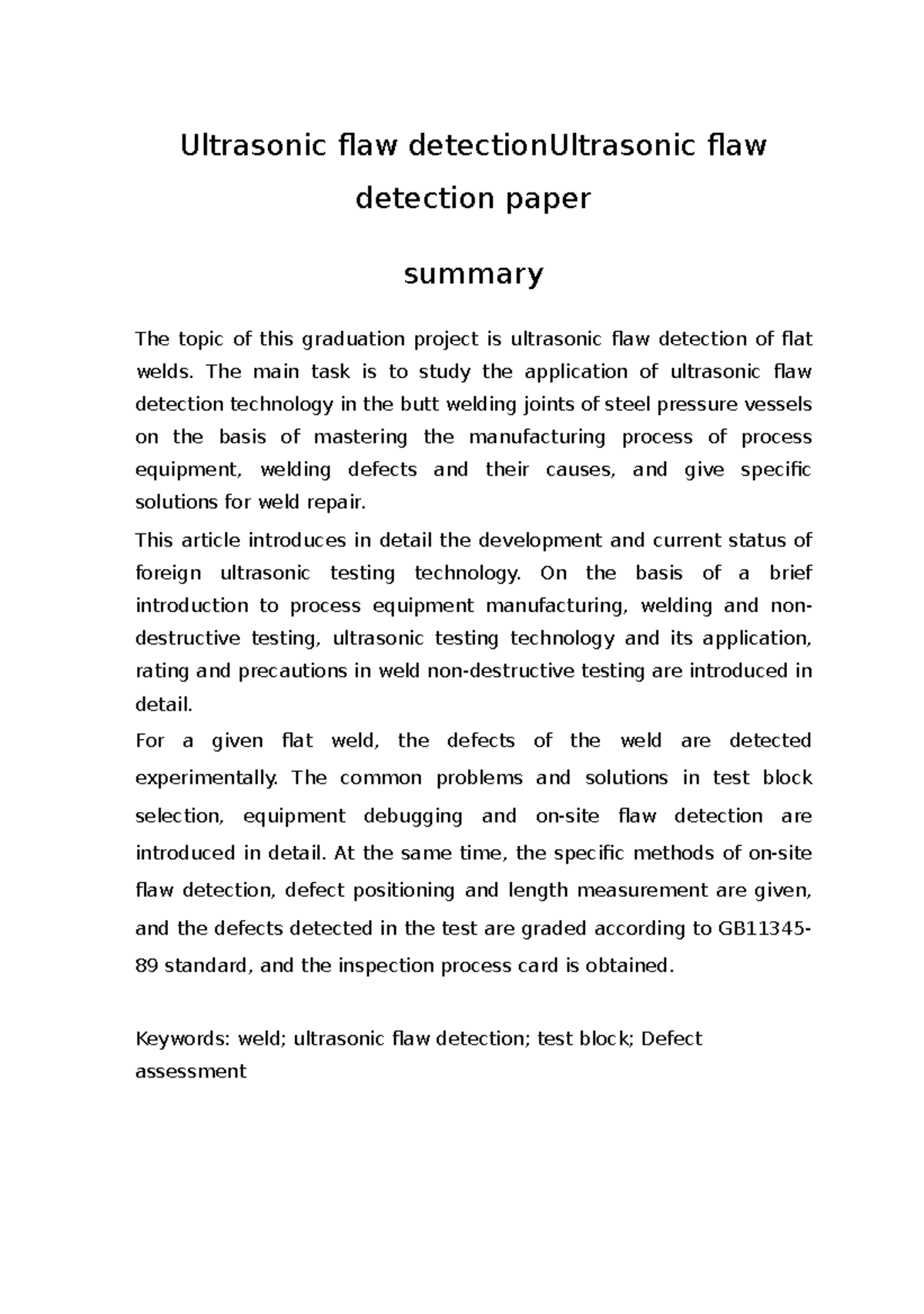 Ultrasonic flaw detection Ultrasonic flaw detection paper Ultrasonic