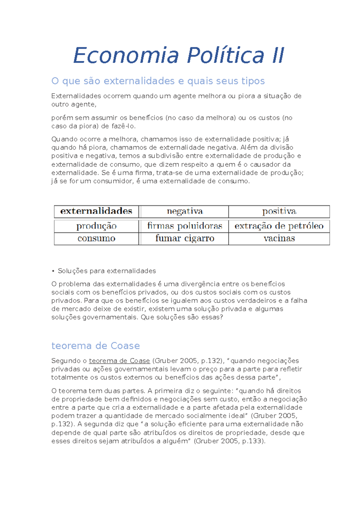 Economia Política II - Economia Política II O que são externalidades e ...