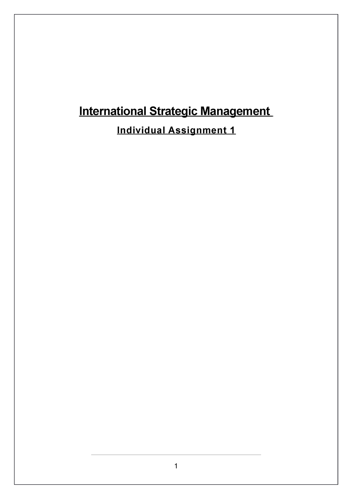 international strategy assignment