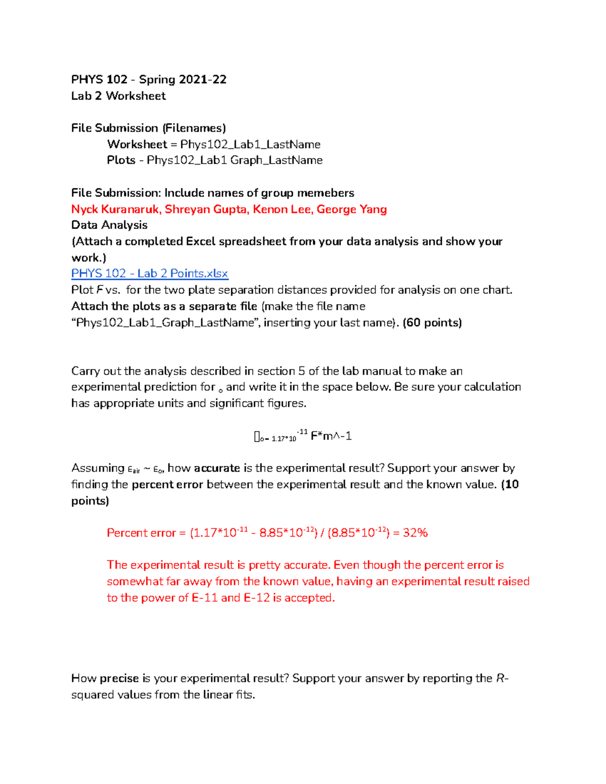 PHYS 102 Lab 2 work - PHYS 102 - Spring 2021- Lab 2 Worksheet File ...