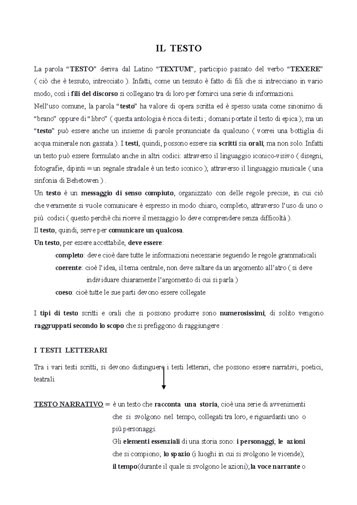 Il Testo - I testi - IL TESTO La parola “TESTO” deriva dal Latino ...