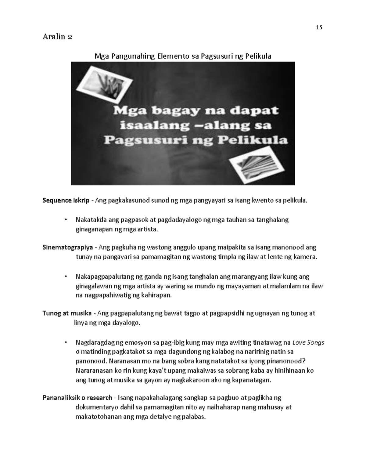 Sinesos- Aralin-2 - HELFU{ - Aralin 2 Mga Pangunahing Elemento sa ...