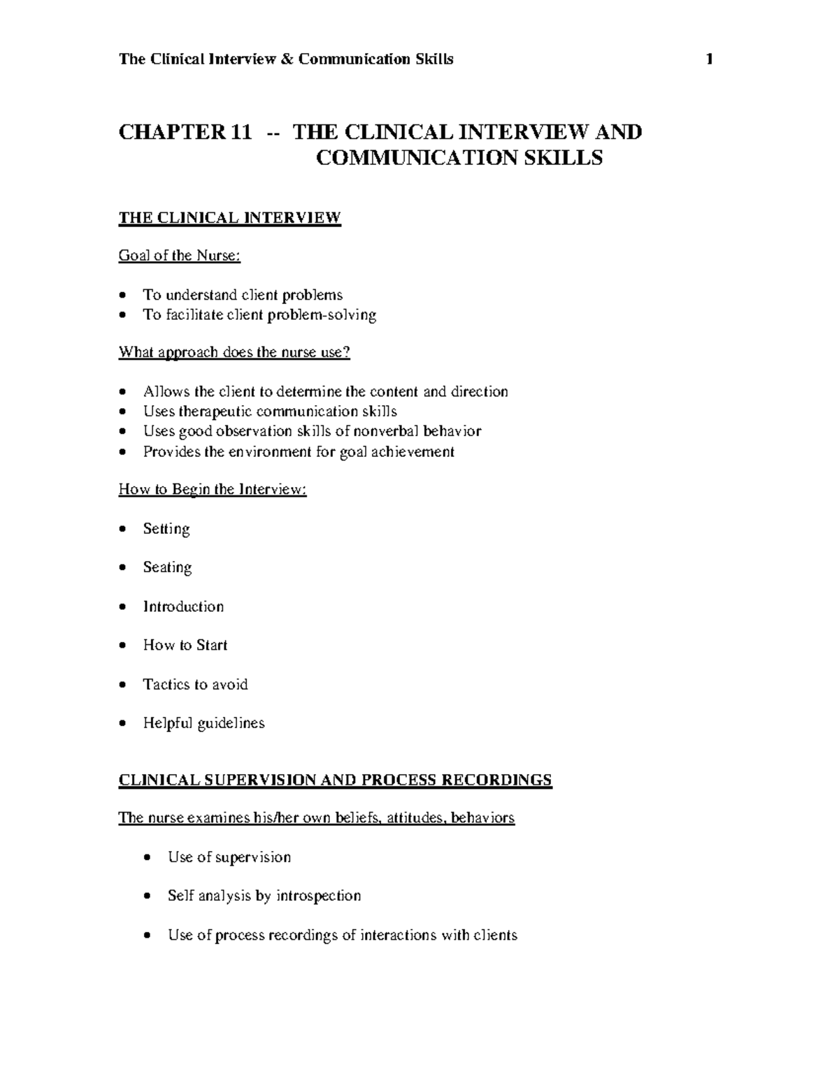 Clinical Interview And Communication Skills - CHAPTER 11 - THE CLINICAL ...