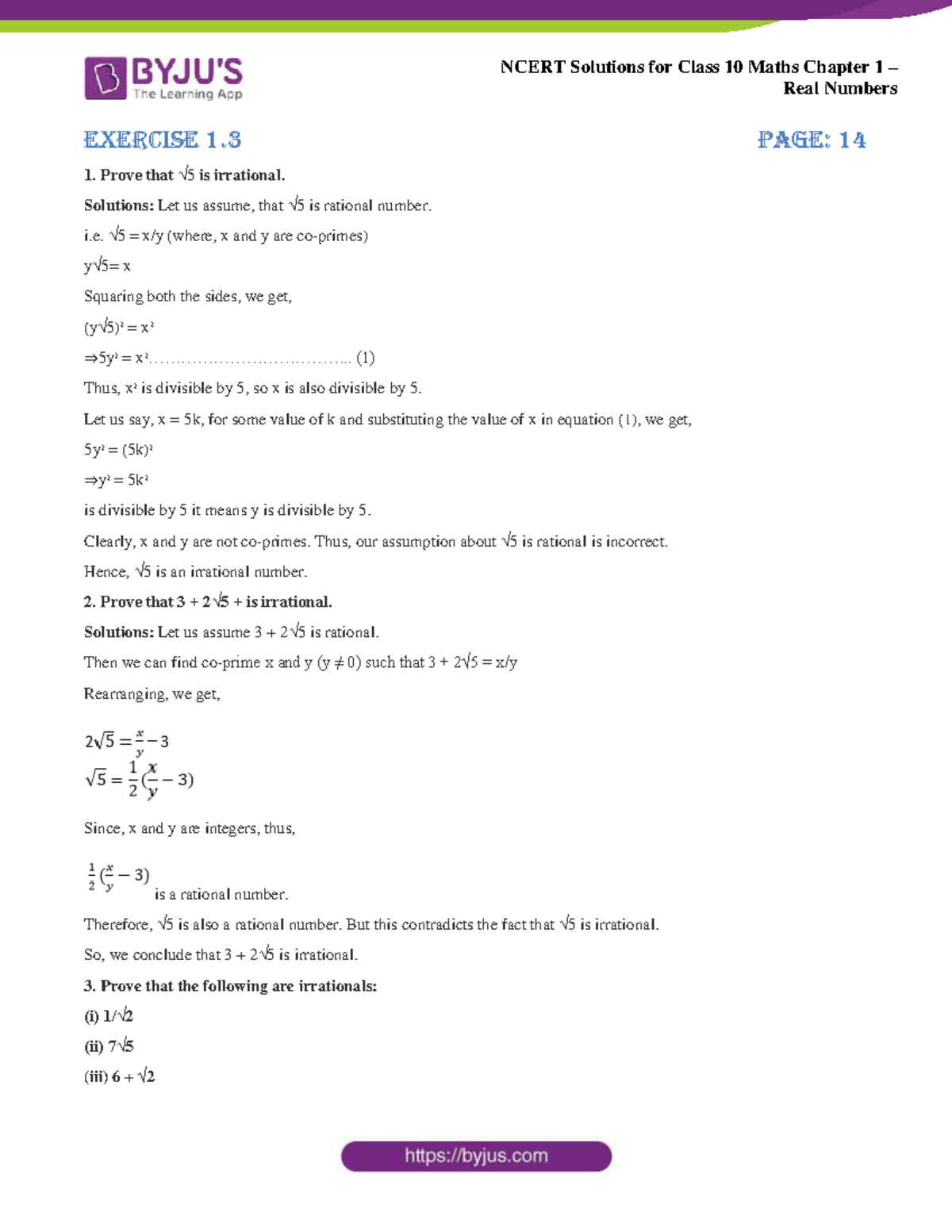 Ncert Solutions for Class 10 Maths Chapter 1 Real Numbers Exercise 1 ...