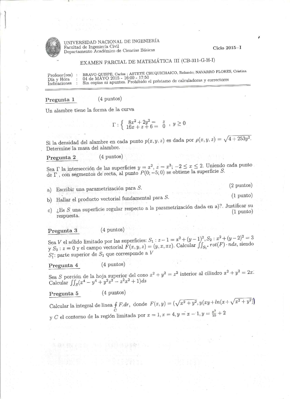 Examen Parcial 2015-1 - PRACTICA DEL CURSO DE MATEMATICAS 3 DE L ...