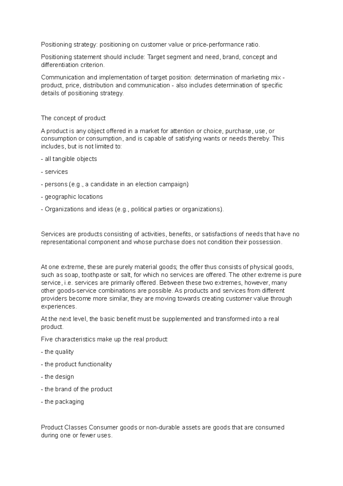 Positioning strategy - Marketing Notes - Positioning strategy ...