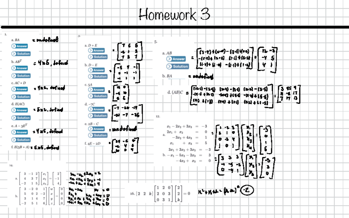 Matrix Homework - MATH 251 - Homework 3 = undefined = 445 , defined I ...