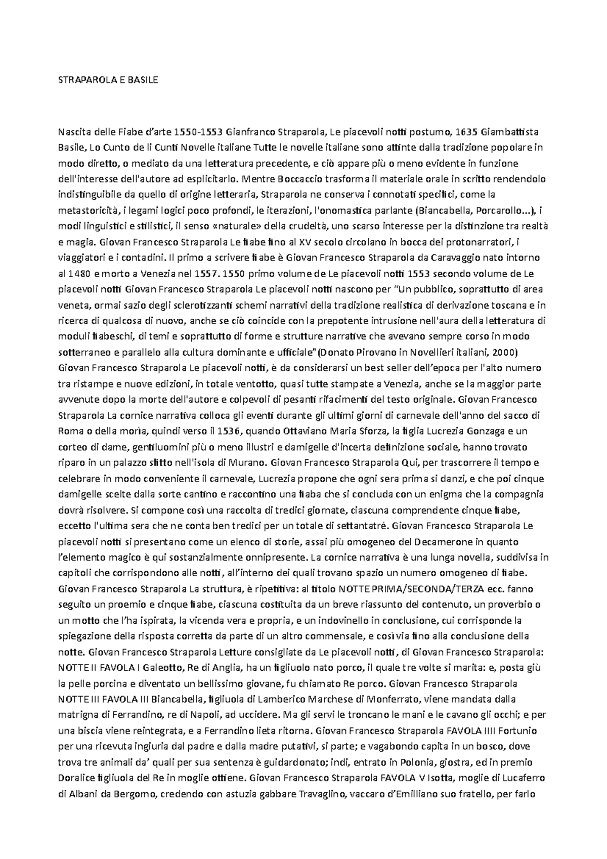 Appunti personali su simbolismo archetipo Letteratura STRAPAROLA E