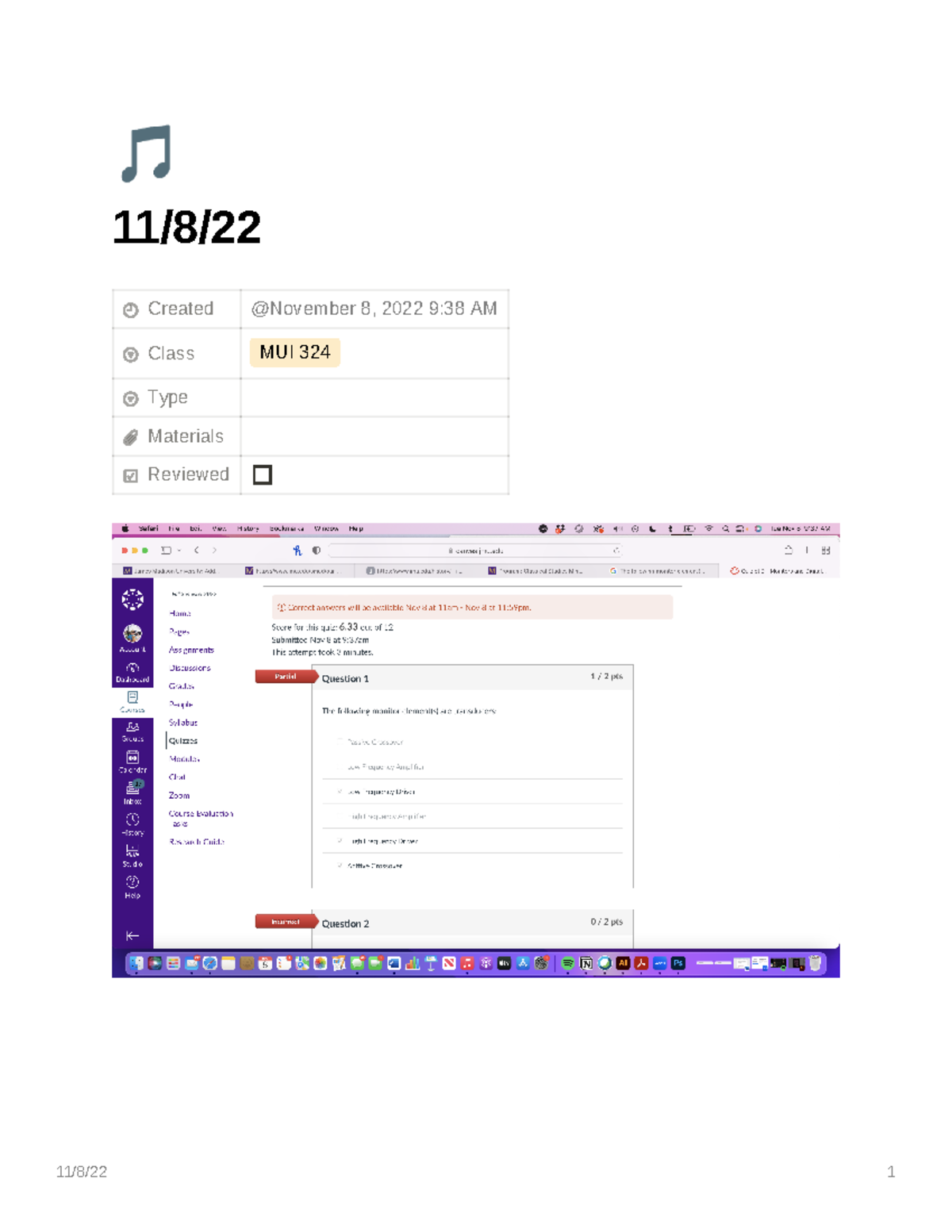 MUI 324 CD Notes - ¥ 11/8/ Created Class MUI 324 Type Materials ...