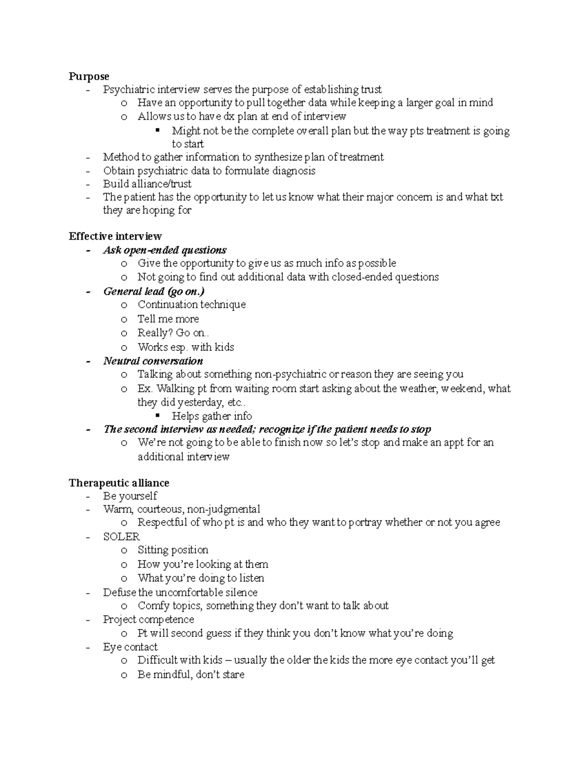 NUR 806 Week 2 - psych interview - Purpose - Psychiatric interview ...