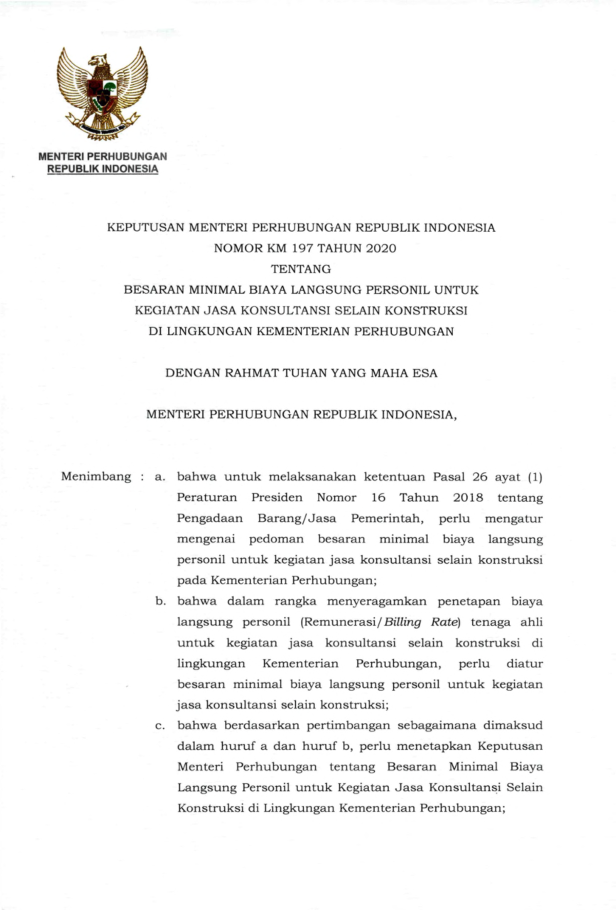 KM 197 Tahun 2020 - Km 197 - MENTERI PERHUBUNGAN REPUBLIK INDONESIA ...