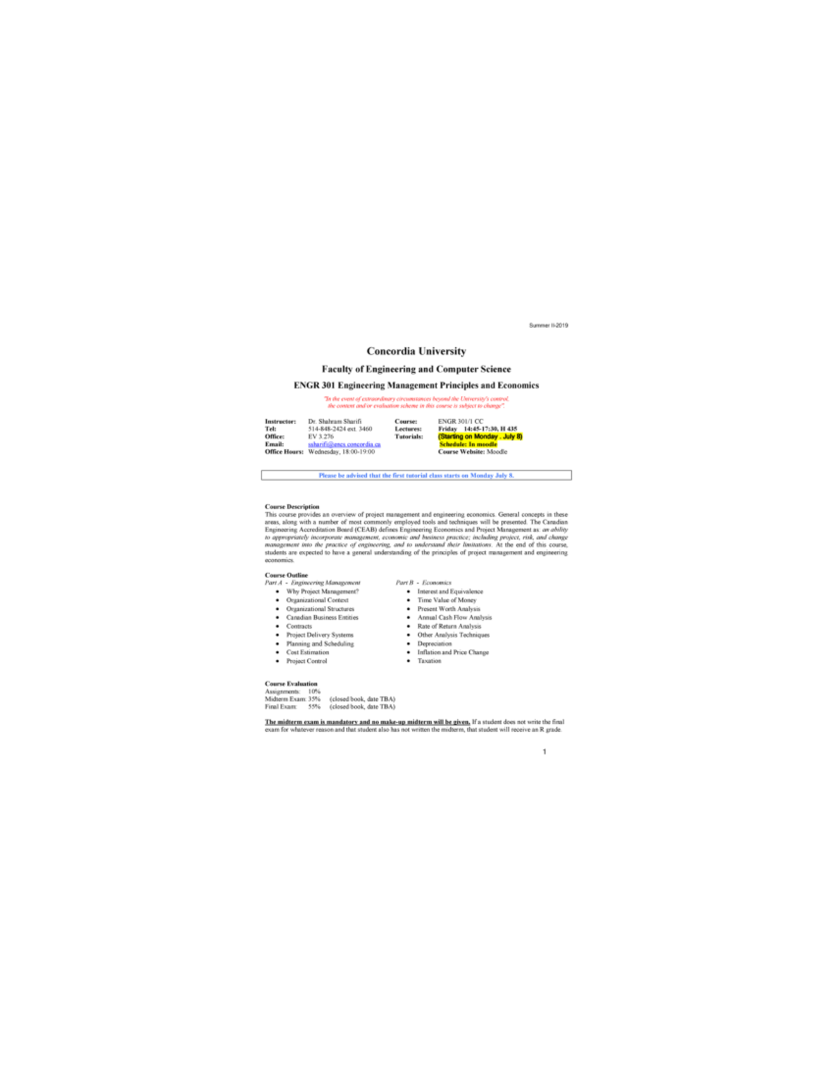 ENGR301 Syllabus - ENGR 301 - Studocu