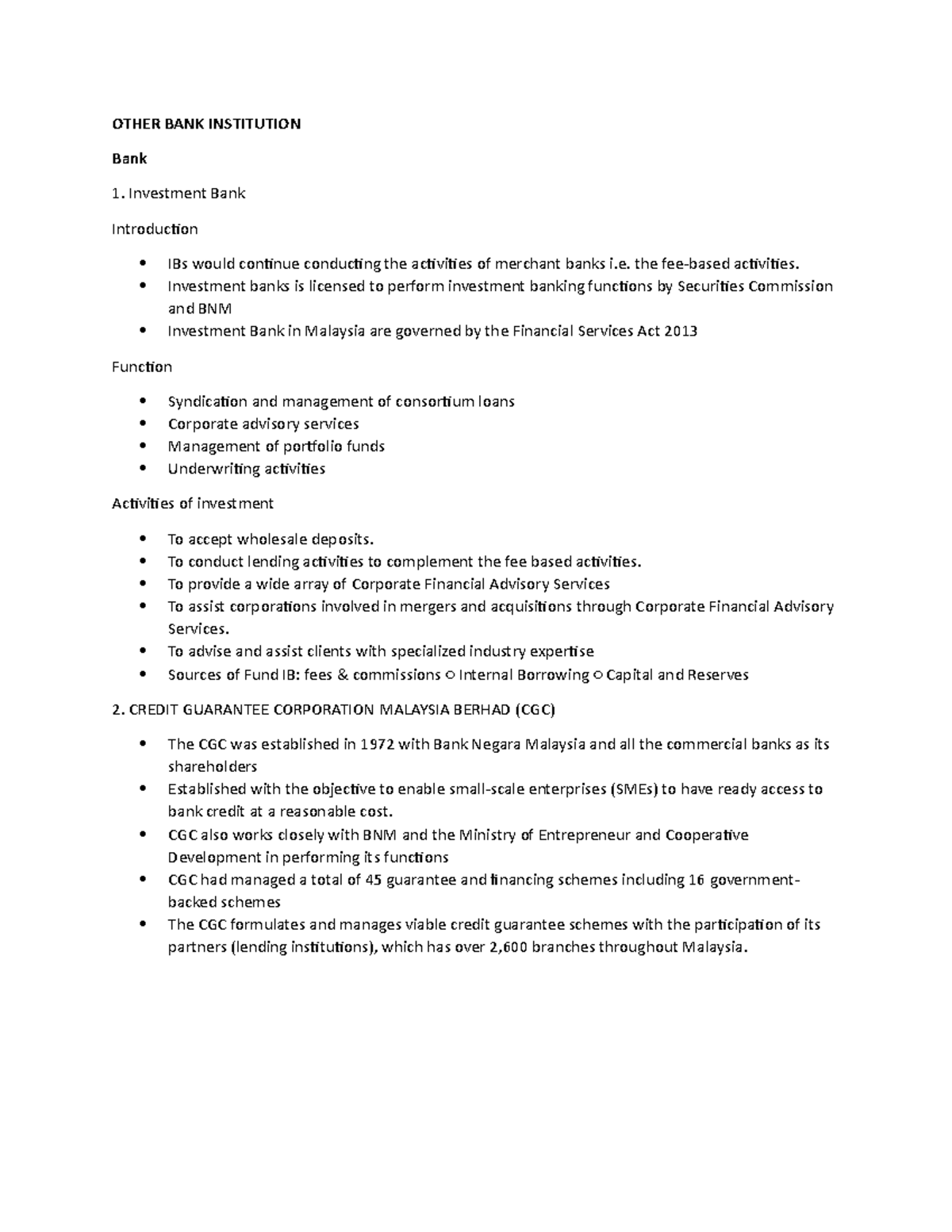 Fin263 mindmap C4 - INDIVIDUAL ASSIGNMENT - OTHER BANK INSTITUTION Bank ...