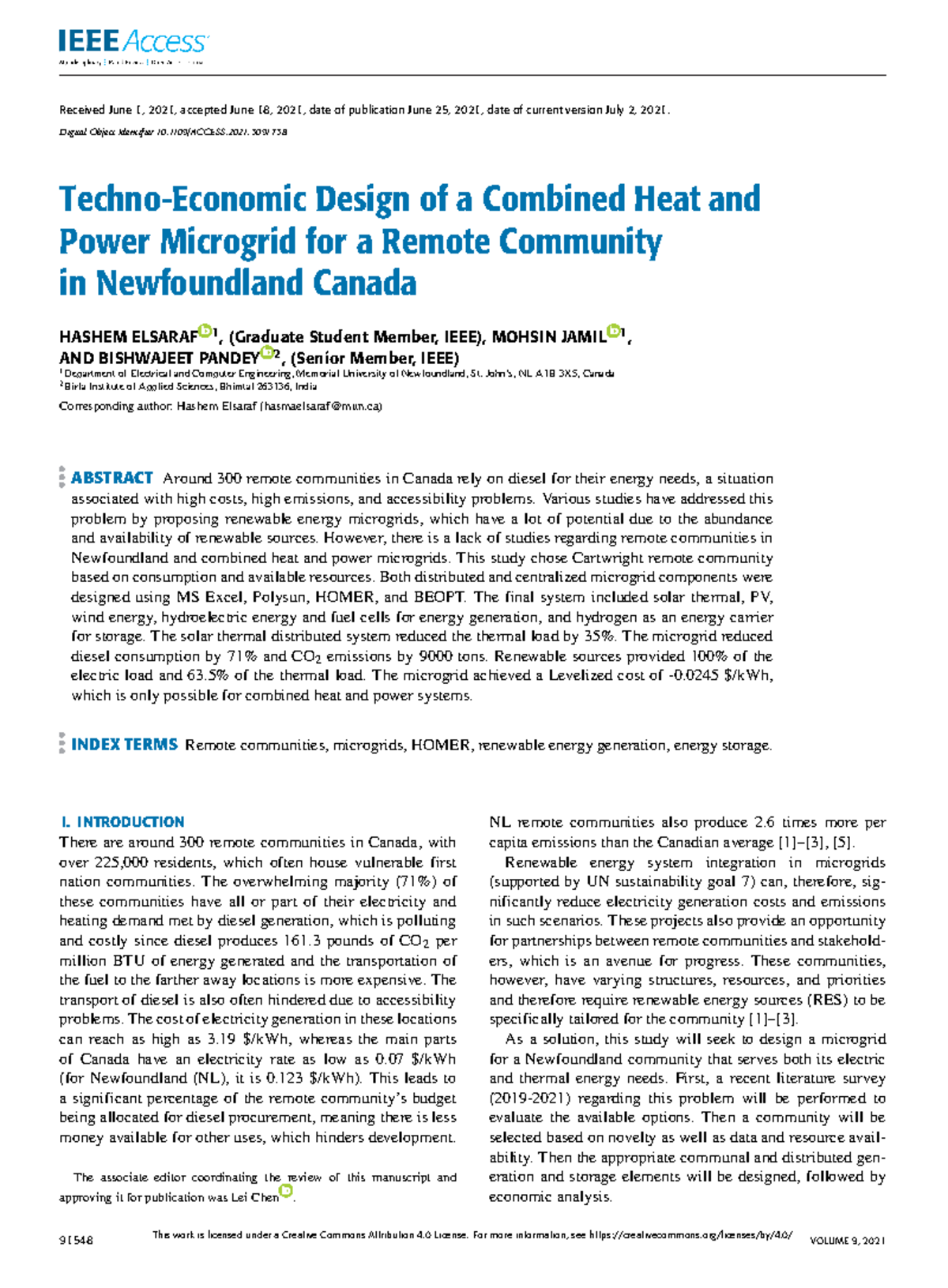 Techno-Economic Design of a Combined Heat and Power Microgrid for a ...