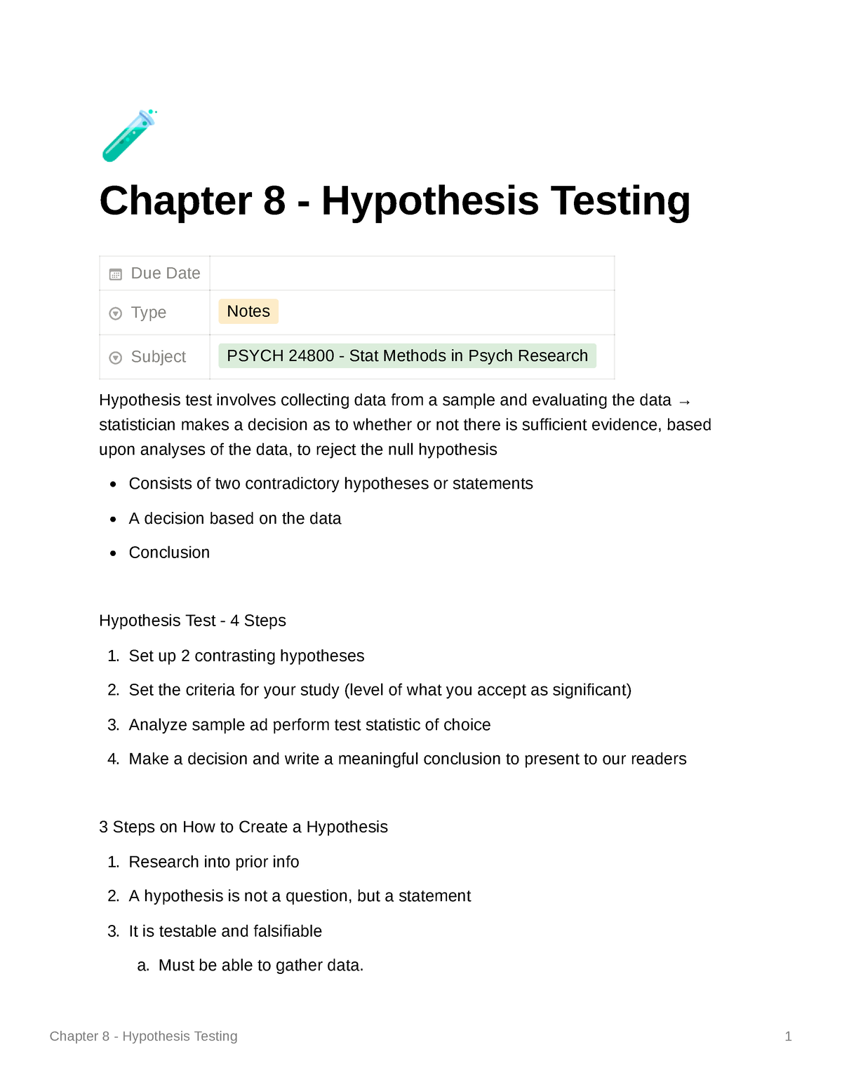 chapter 8 hypothesis testing answers