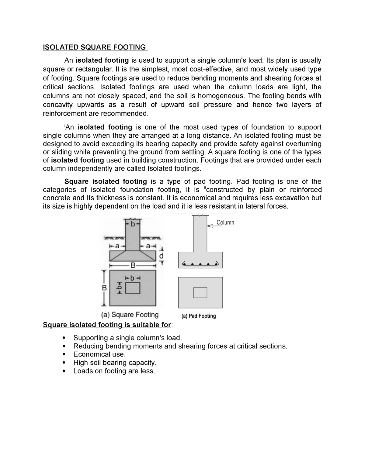 Isolated Square Footing - ISOLATED SQUARE FOOTING An isolated footing ...