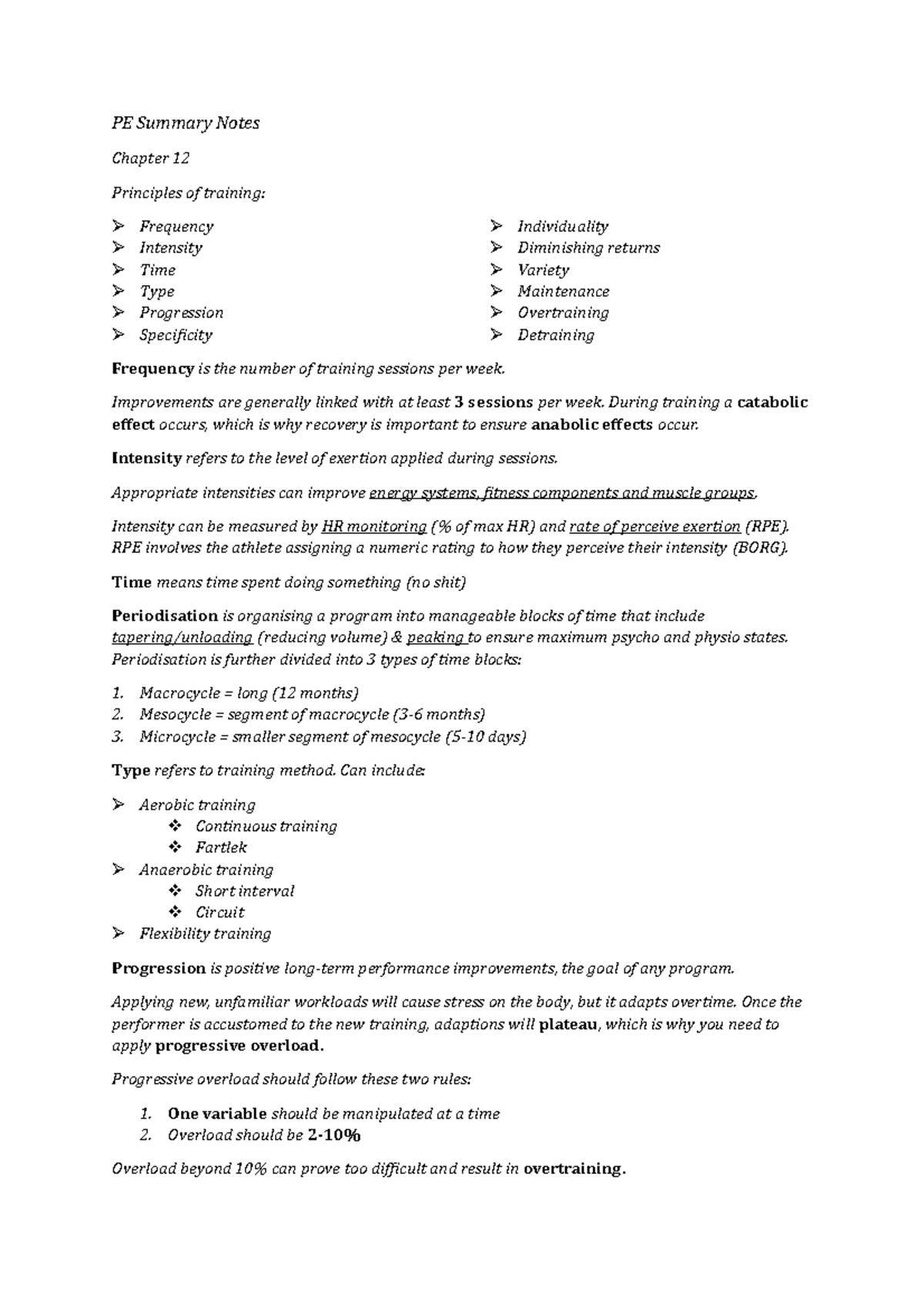 PE Summary Notes - kooo - PE Summary Notes Chapter 12 Principles of ...