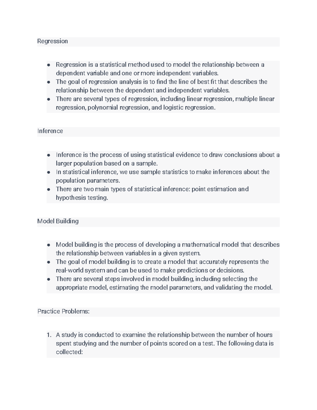 Regression, Inference, and Model Building - Regression Regression is a ...