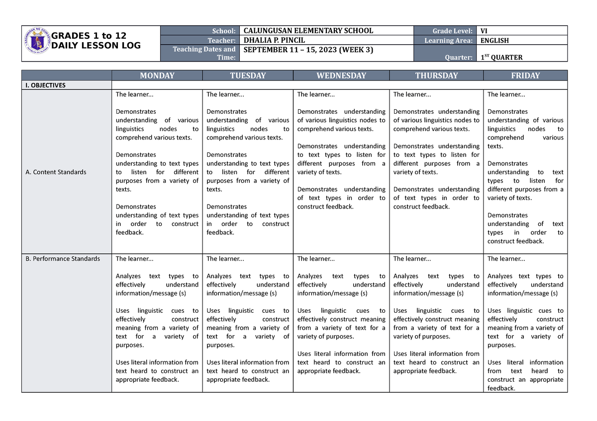 Dll English 6 Q1 W1 Ppt Grades 1 To 12 Daily Lesson L 0222