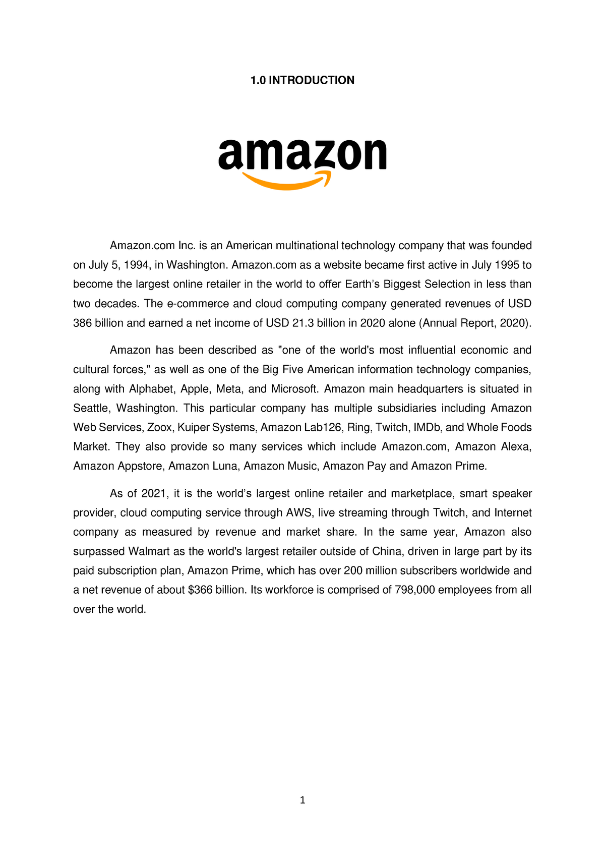 essay on amazon