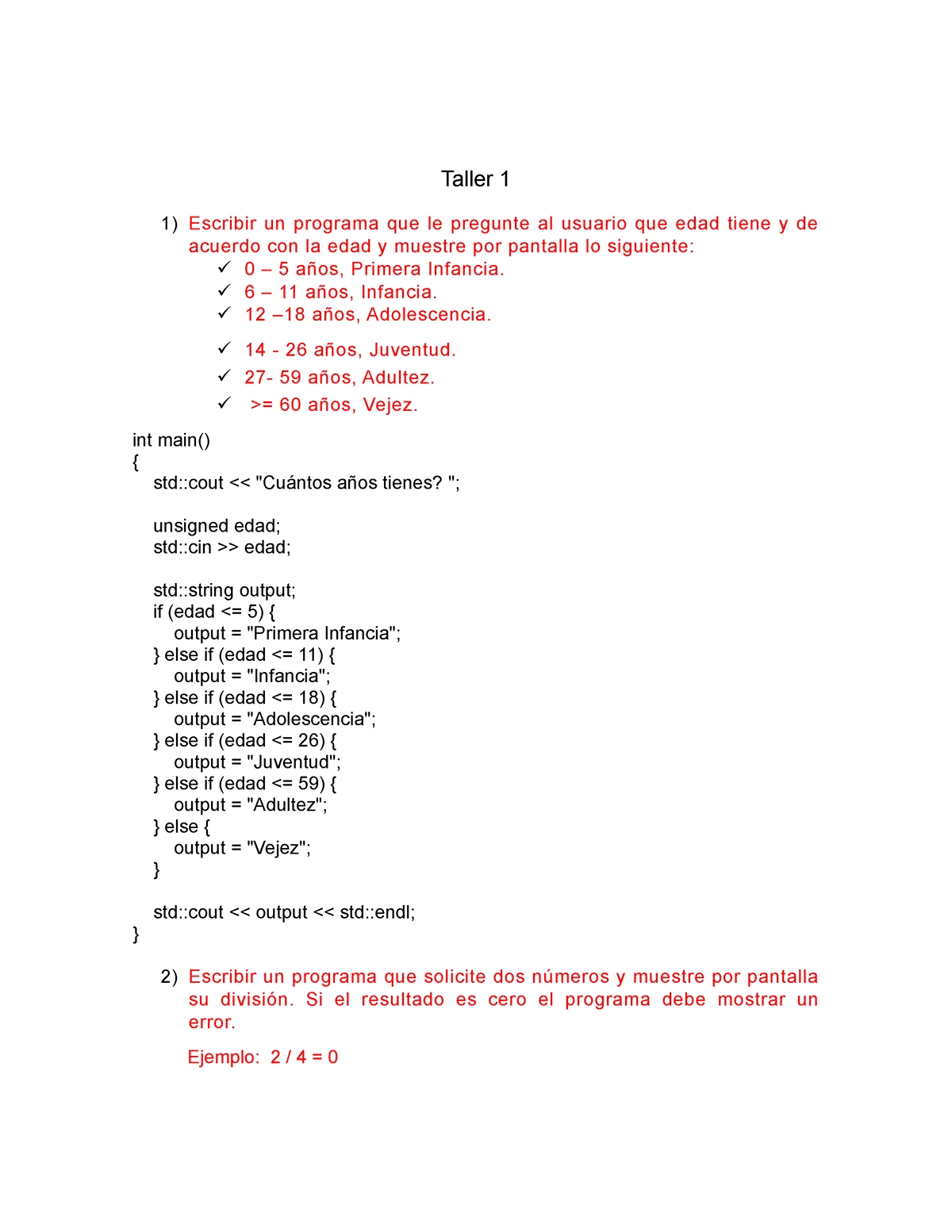 Taller 1 Algorithms - Jejedufjfkdjd - Taller 1 Escribir Un Programa Que ...