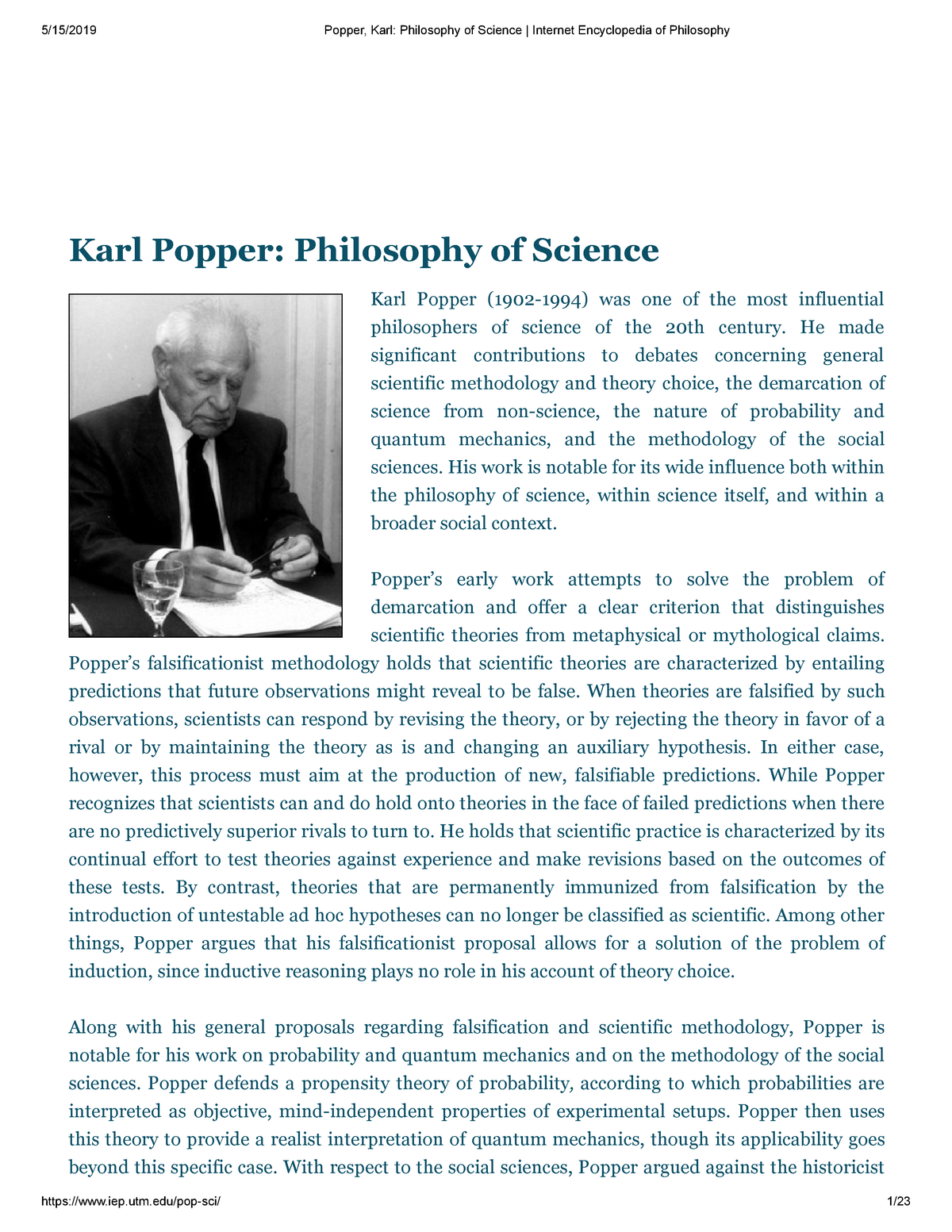 Shekpp-3v1 - Grade - Karl Popper: Philosophy of Science Karl Popper (1902-1994) one of the - Studocu