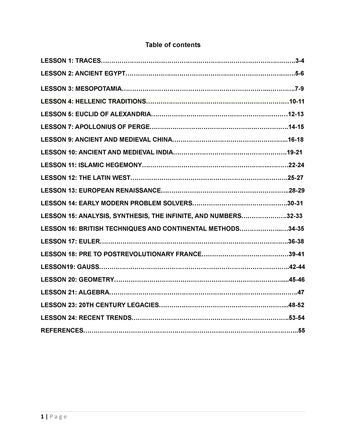 history-of-mathematics-table-of-contents-lesson-1-studocu