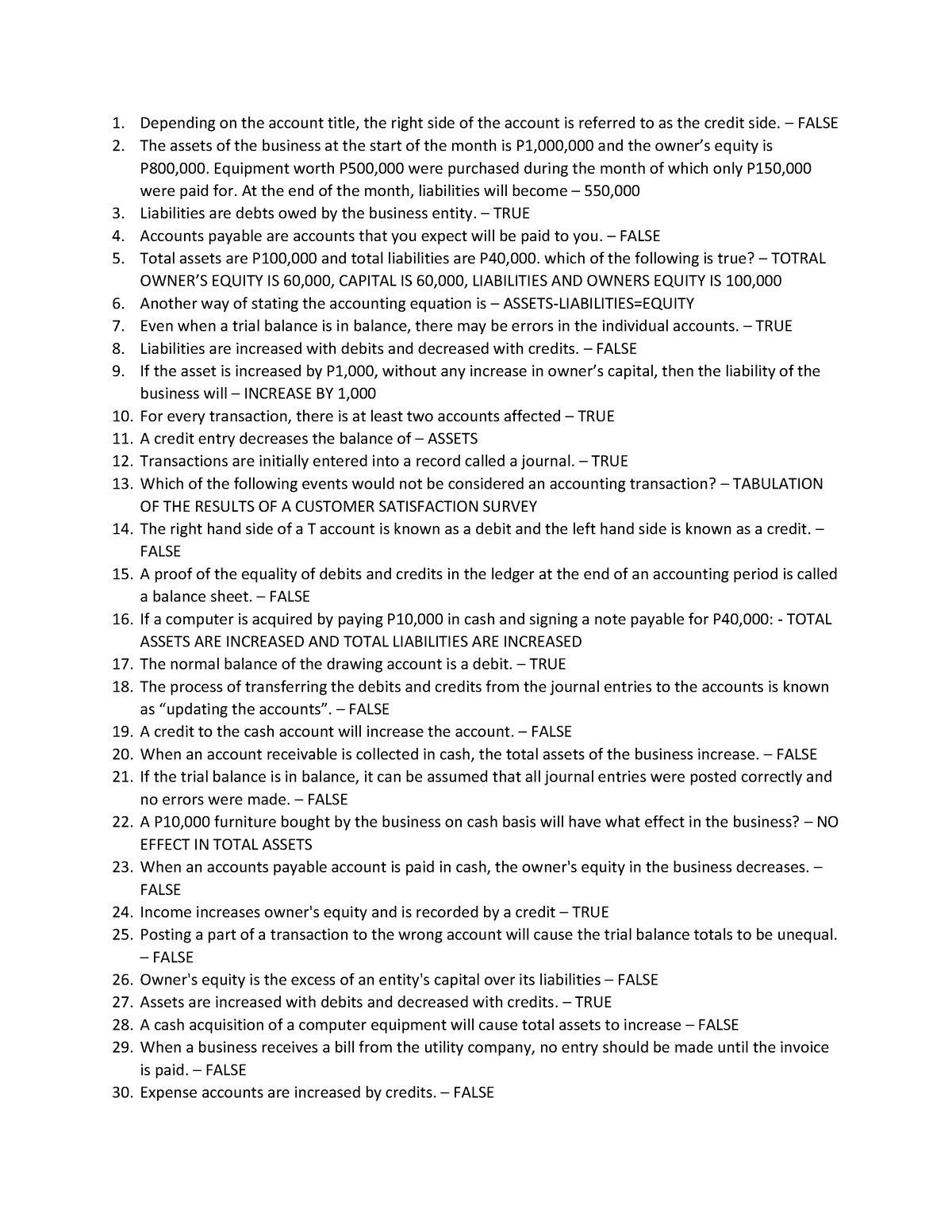 Reviewer Financial Accounting - Depending on the account title, the ...