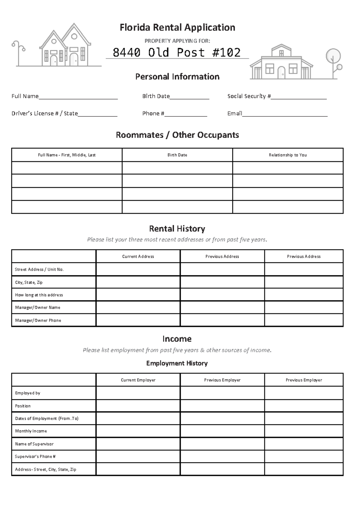 Florida Rental Application Form Florida Rental Application PROPERTY   Thumb 1200 1696 