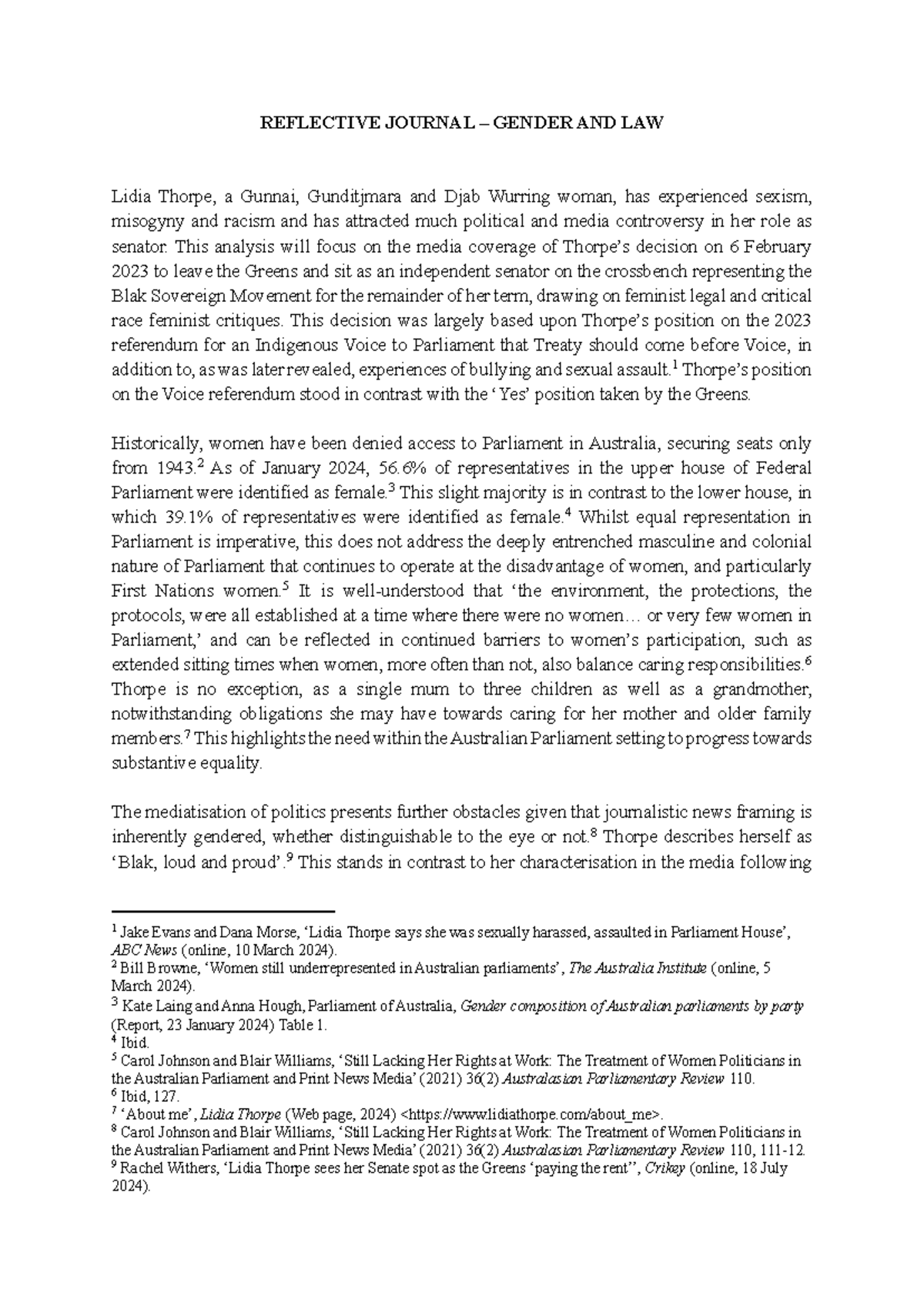 Gender and Law Media Reflection - REFLECTIVE JOURNAL – GENDER AND LAW ...