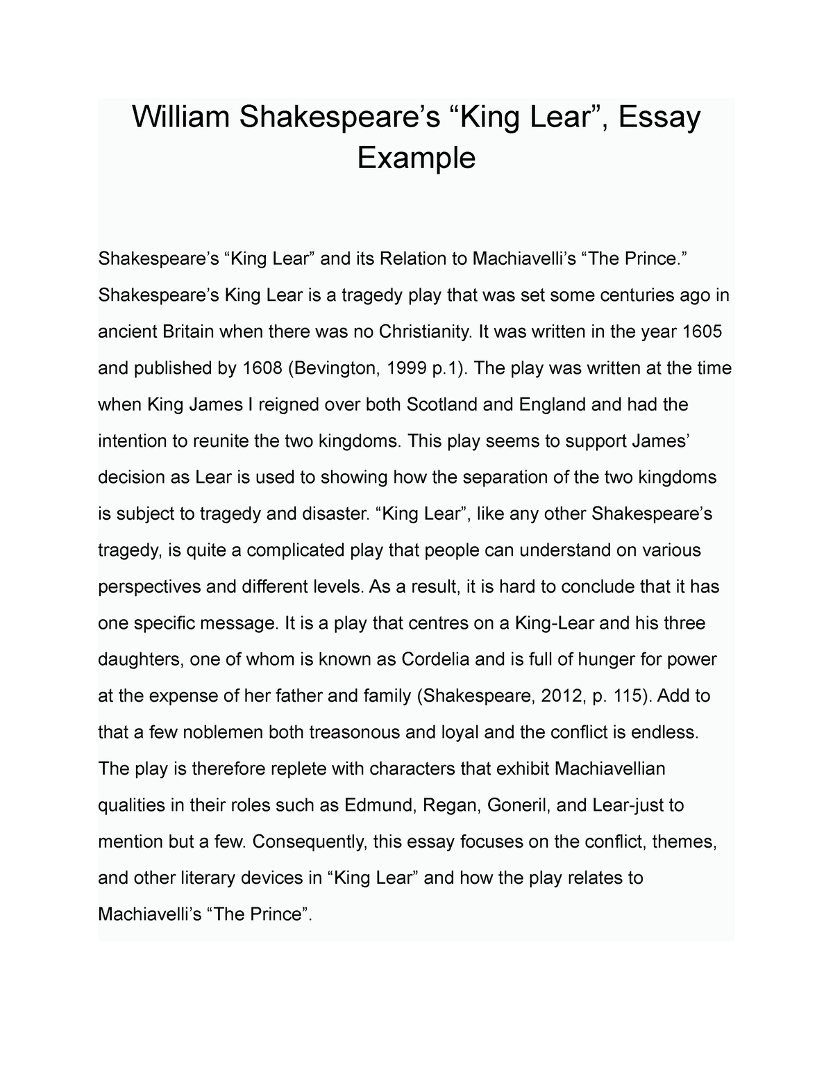 king lear essay introduction