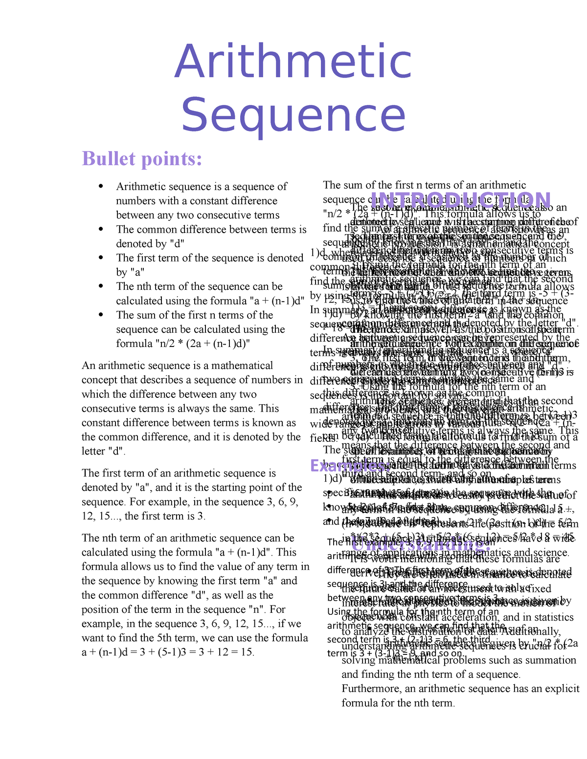 Arithmetic Sequence This Constant Difference Between Terms Is Known As The Common Difference 6728