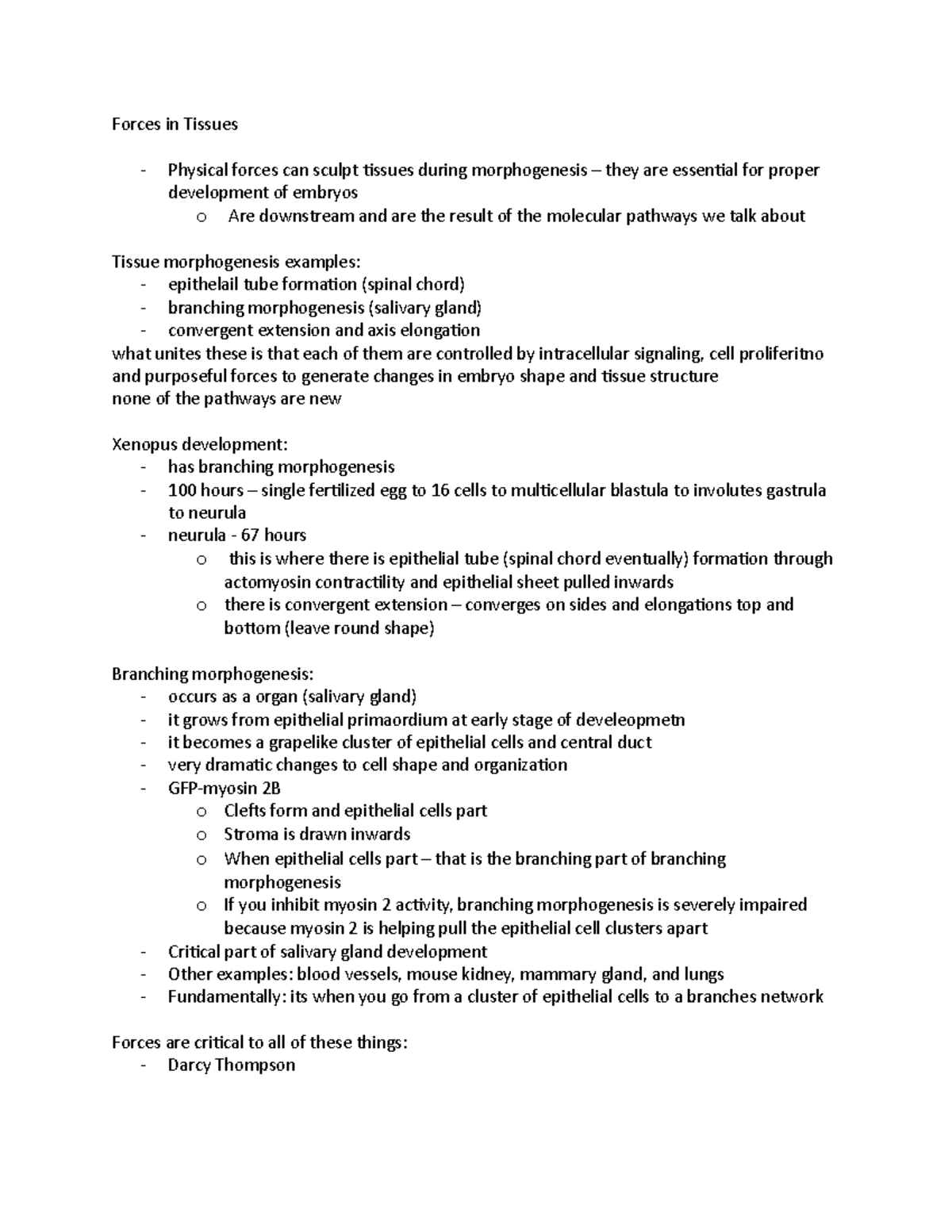 Forces in Tissues - Lecture notes 6 - Forces in Tissues Physical forces ...