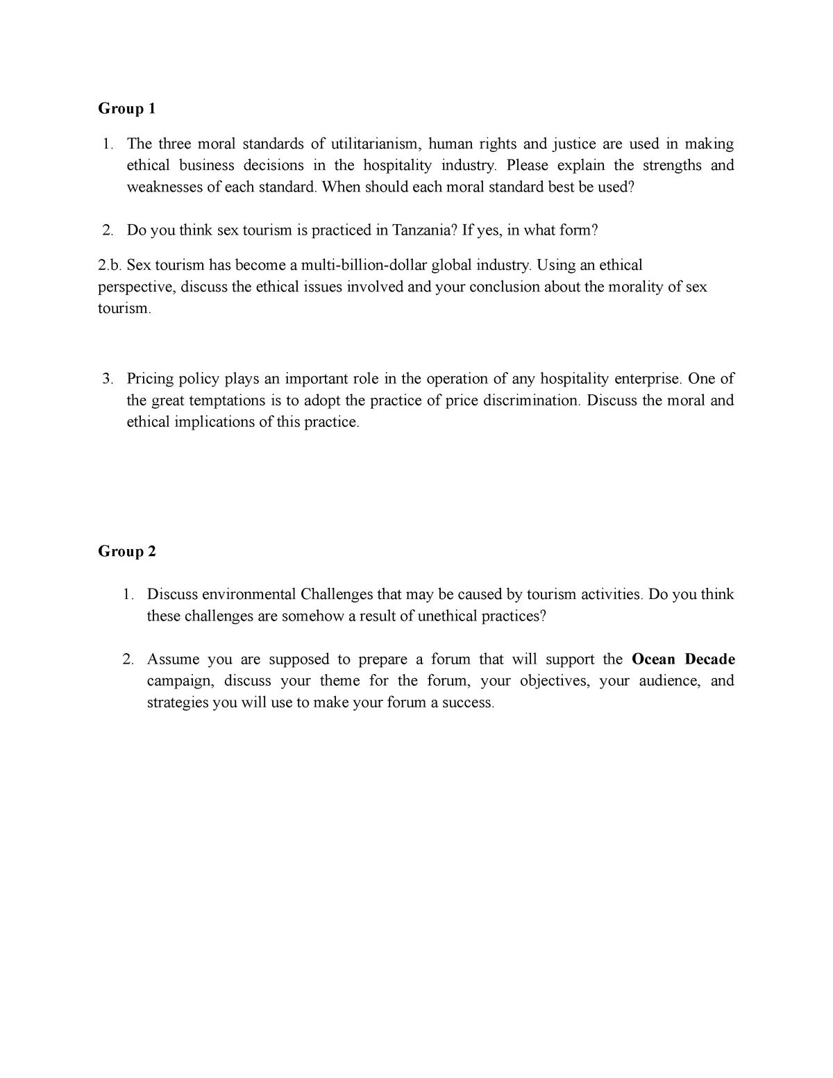 Group Assignment : Tourism business ethics - The Law of Contract - SAUT -  Studocu