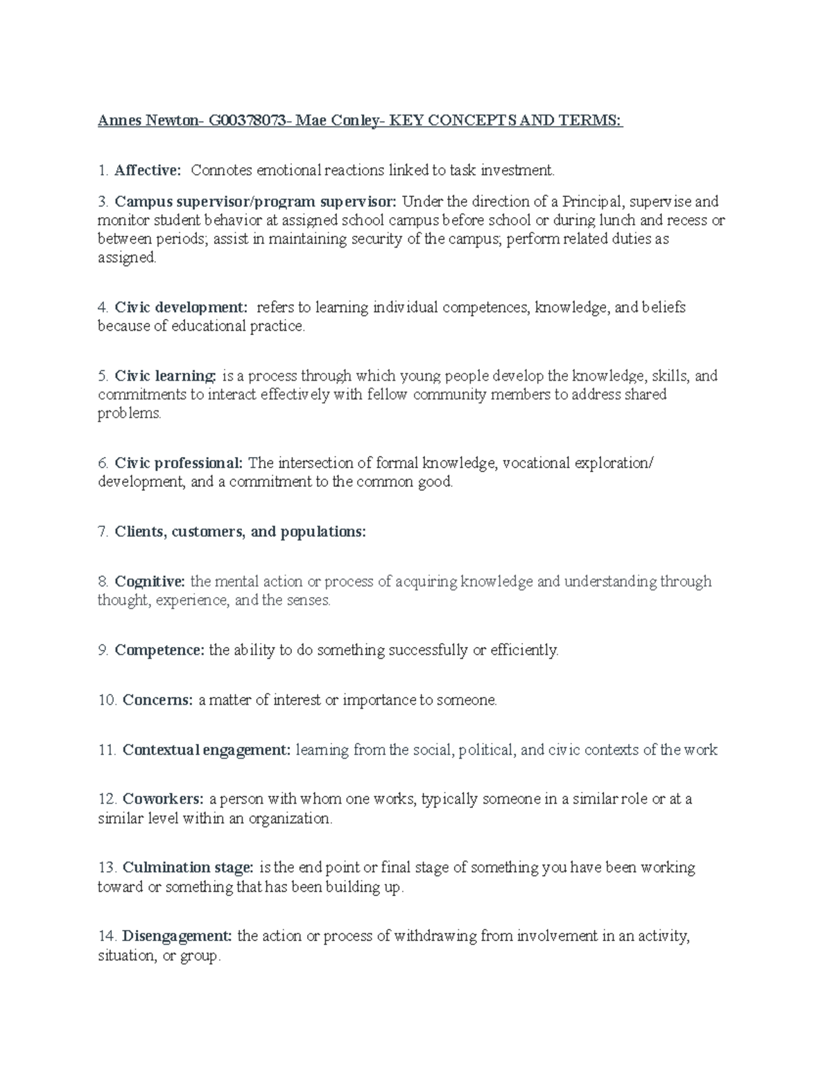 Practicum in Criminal justice defintions Annes Newton G00378073 Mae