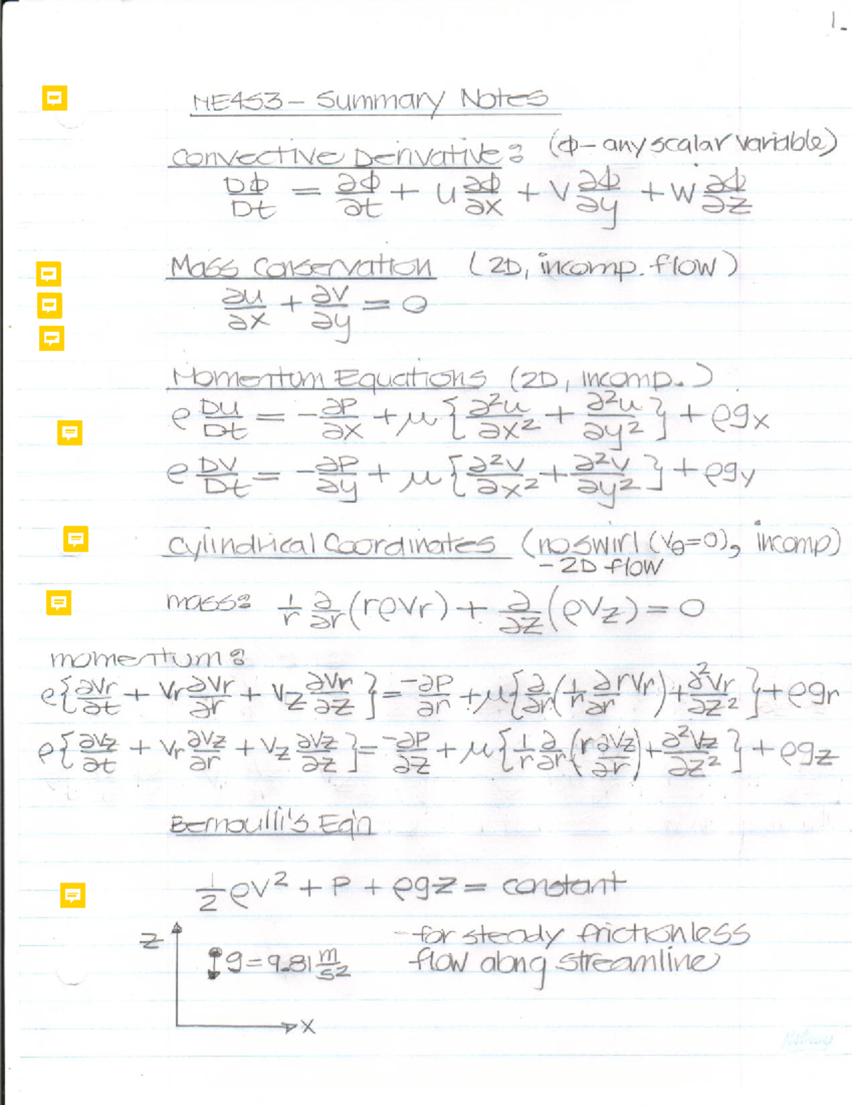 Equation summary for midterm - Mech Eng 4S03 - McMaster - Studocu
