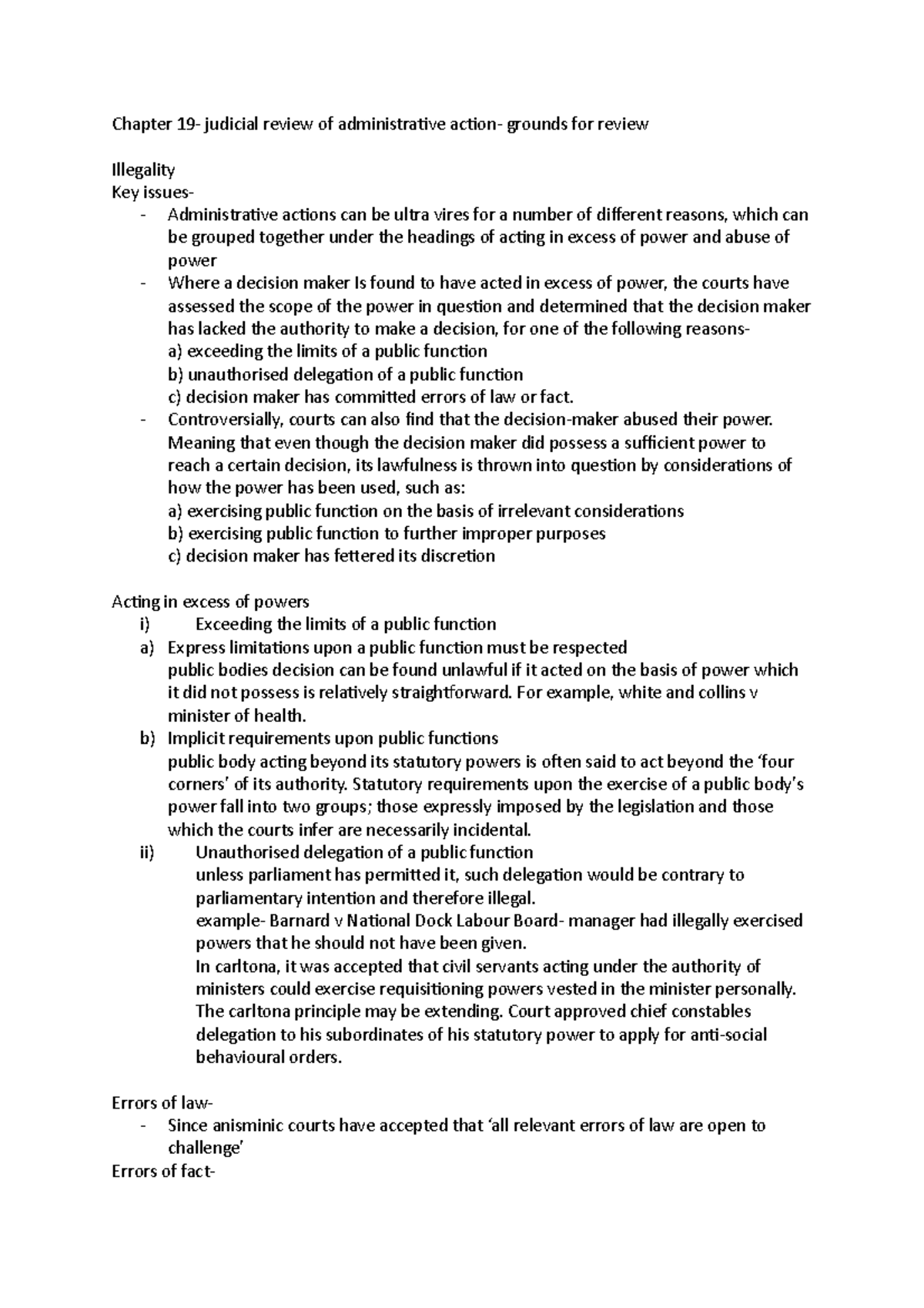 Chapter 19 - administrative law notes - Chapter 19- judicial review of ...