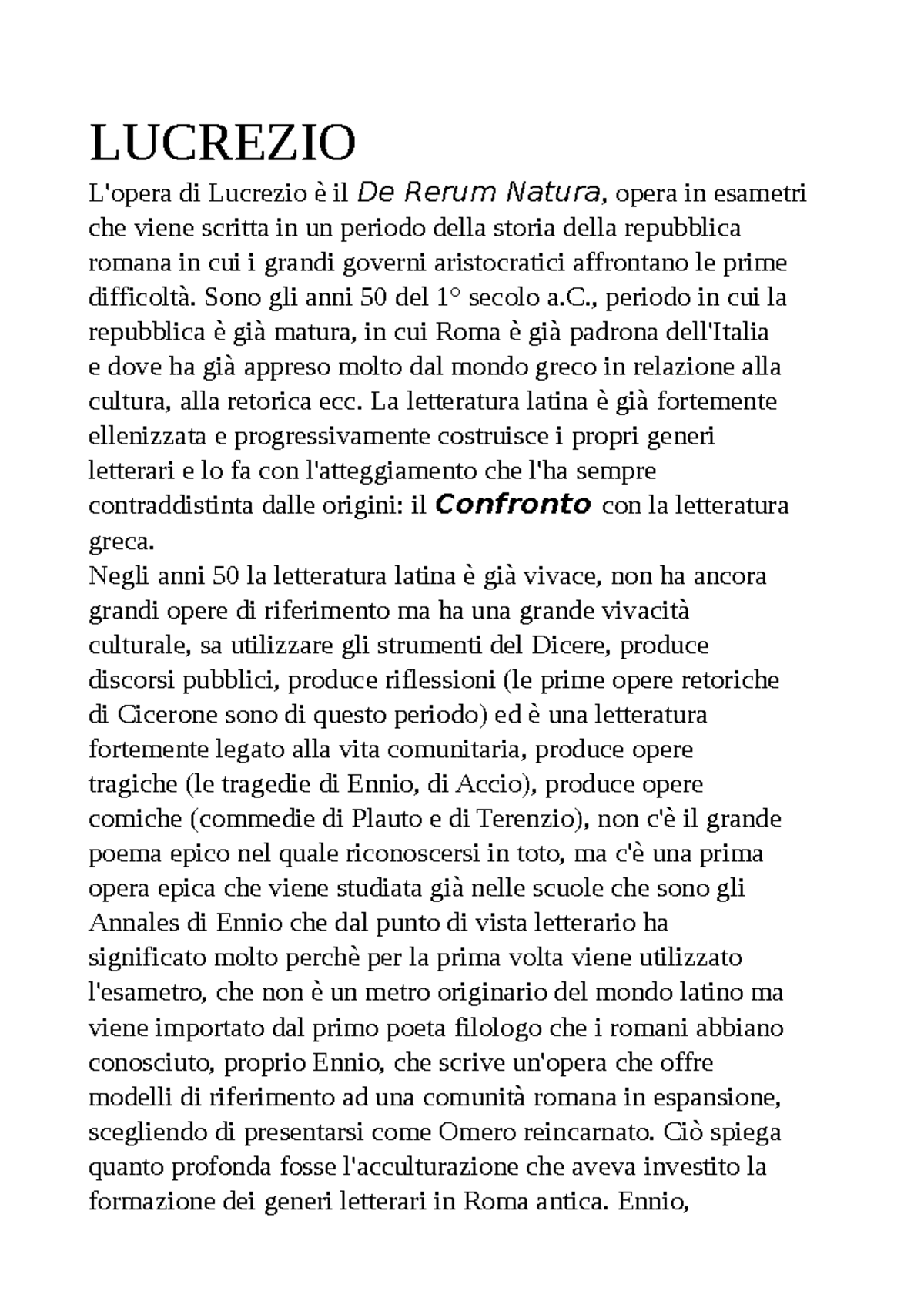 Lucrezio, Vita e analisi del De rerum Natura - LUCREZIO L'opera di ...