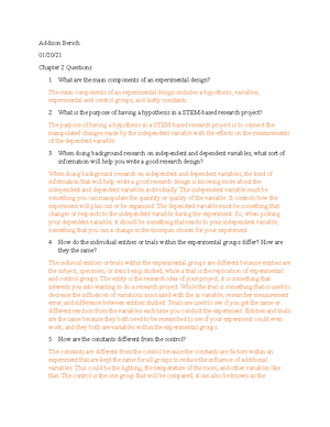 Chapter 3 Questions - Addison Berich 01/26/ Chapter 3 Questions ...