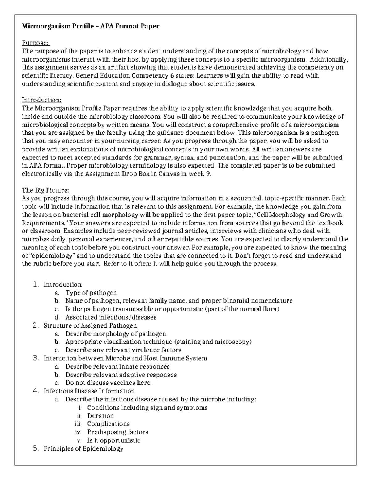 Microorganism Profile Assignment Instructionsand Rubric 2024 ...