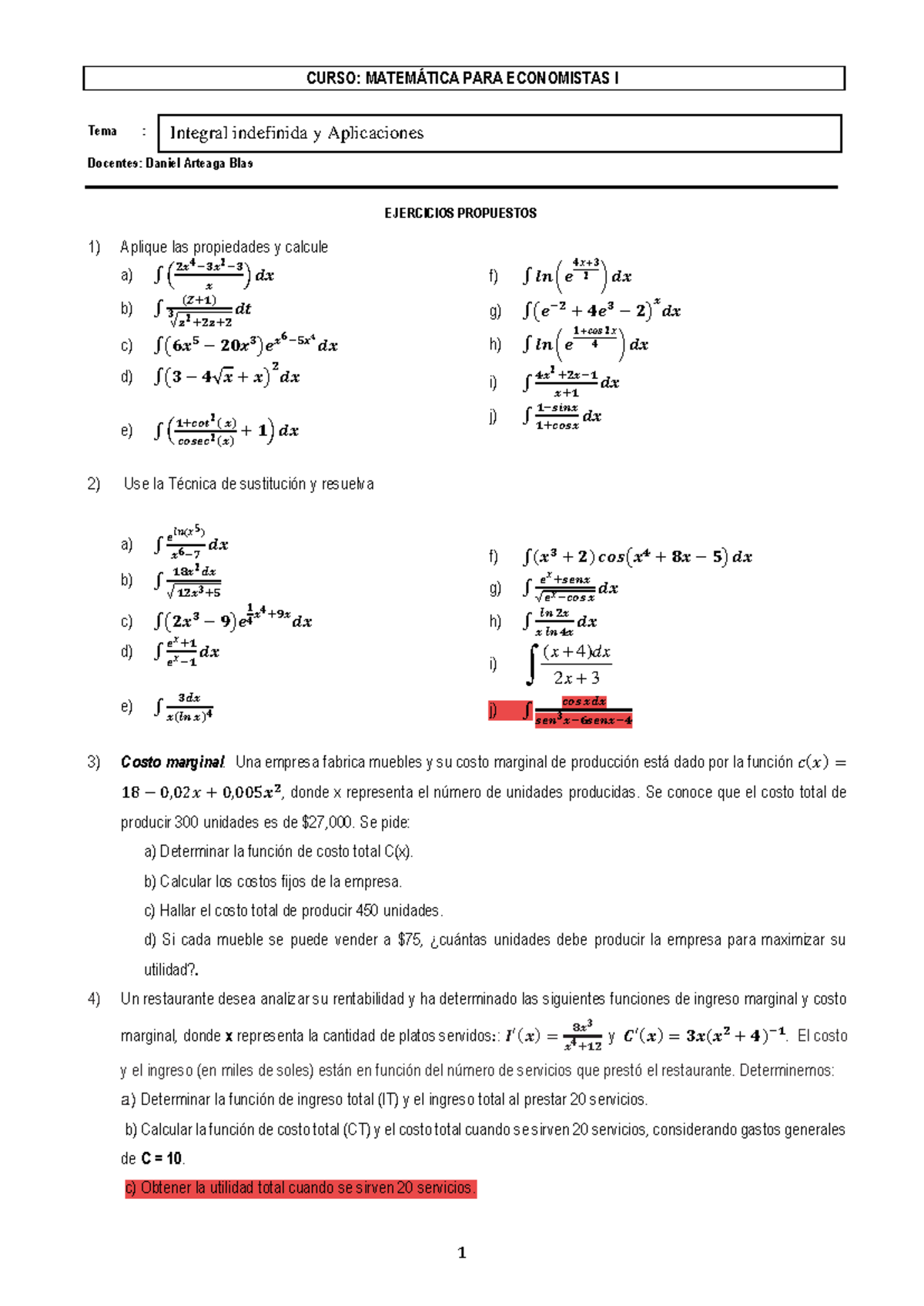 Practica 1 - 1 CURSO: MATEMÁTICA PARA ECONOMISTAS I Tema : Docentes ...