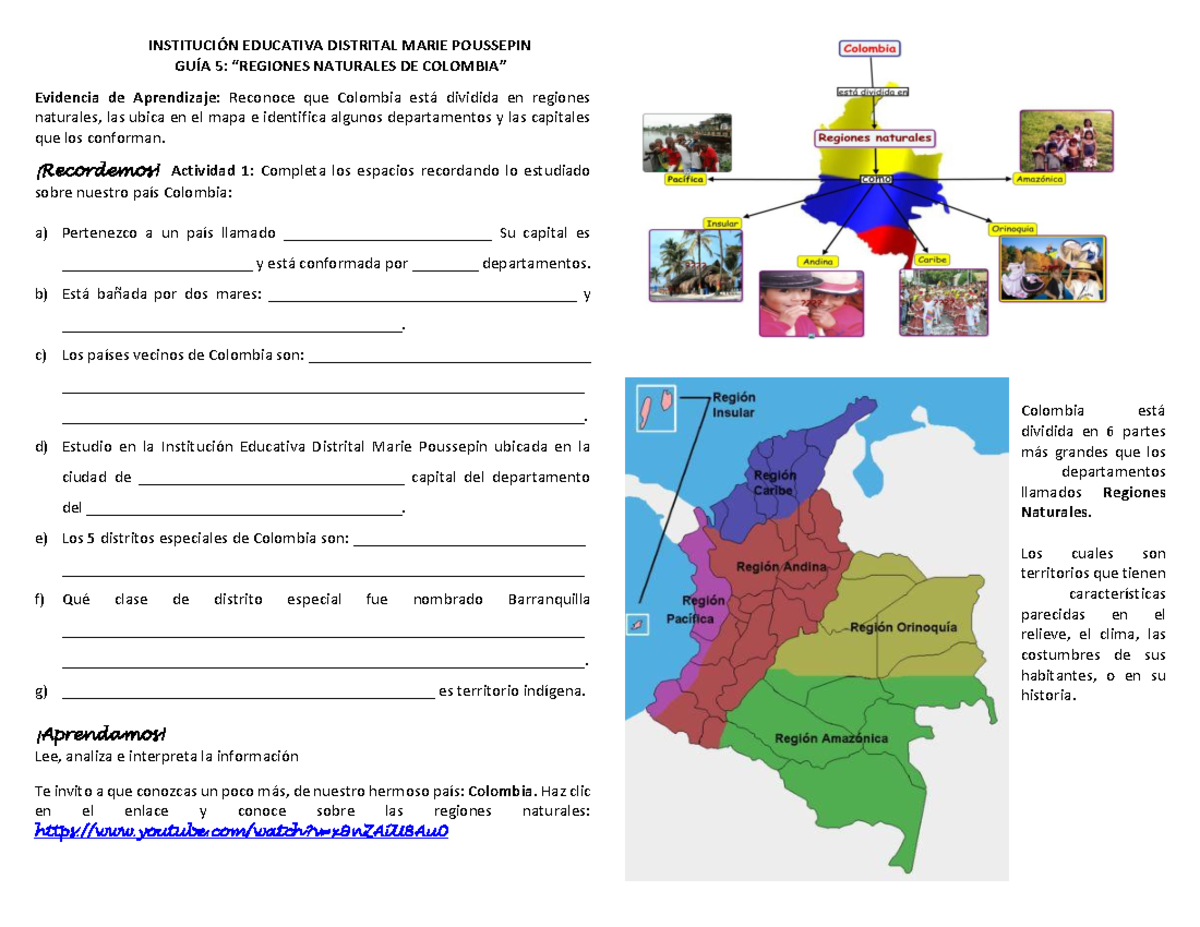 GU A 5 Regiones DE Colombia Sociales 2 3P 2022 INSTITUCI N EDUCATIVA 