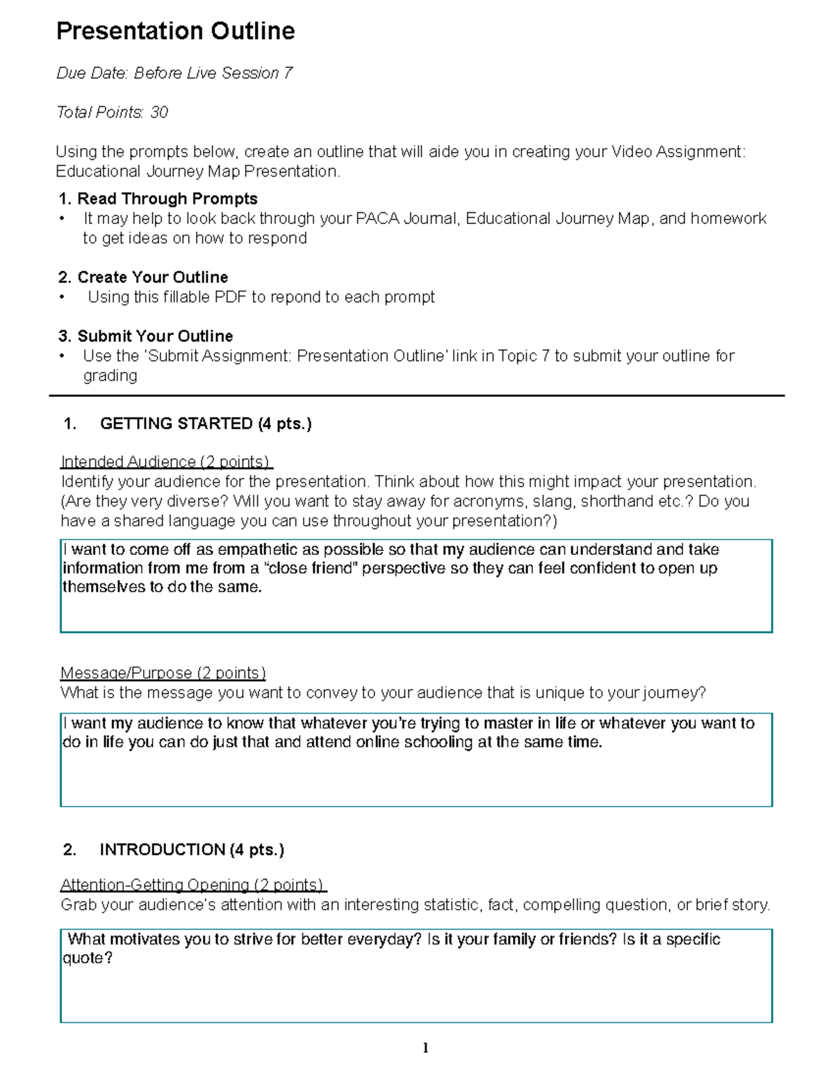 paca presentation outline example