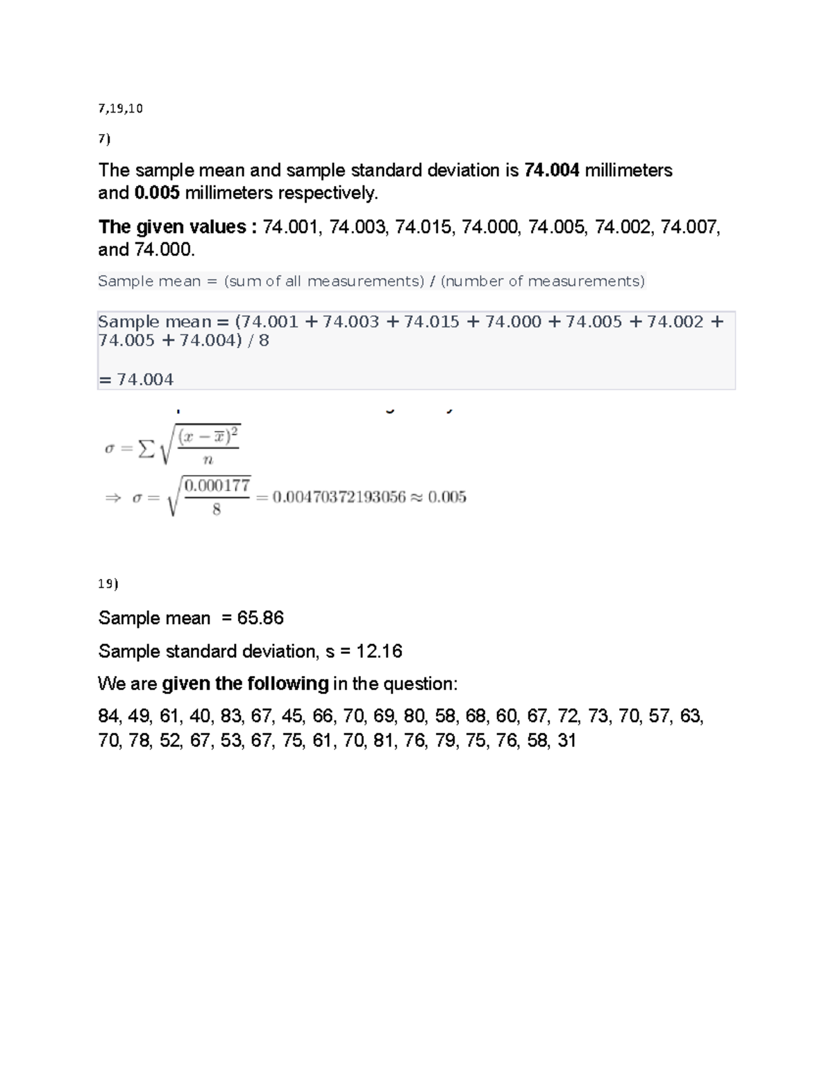 Chap6 - vcc - 7,19, 7) The sample mean and sample standard deviation is ...