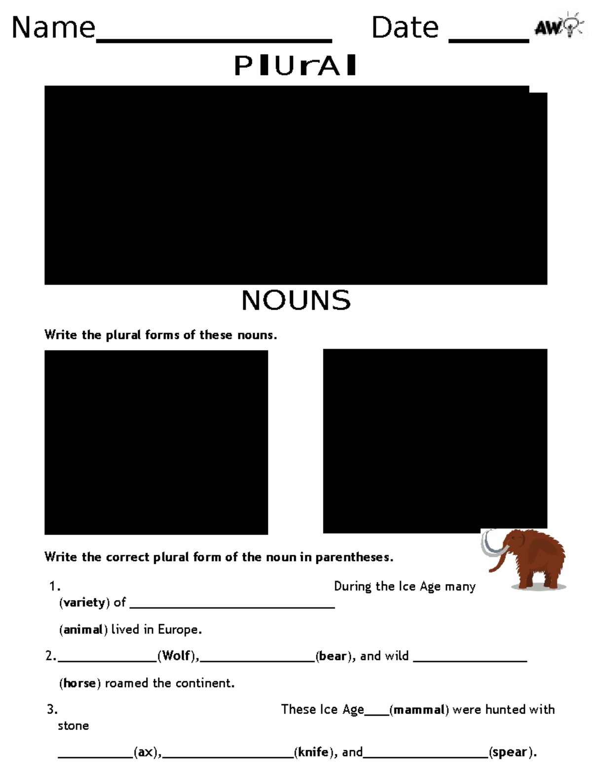 PluralNounsWorksheet regular nouns add s cat cats nouns ending in s